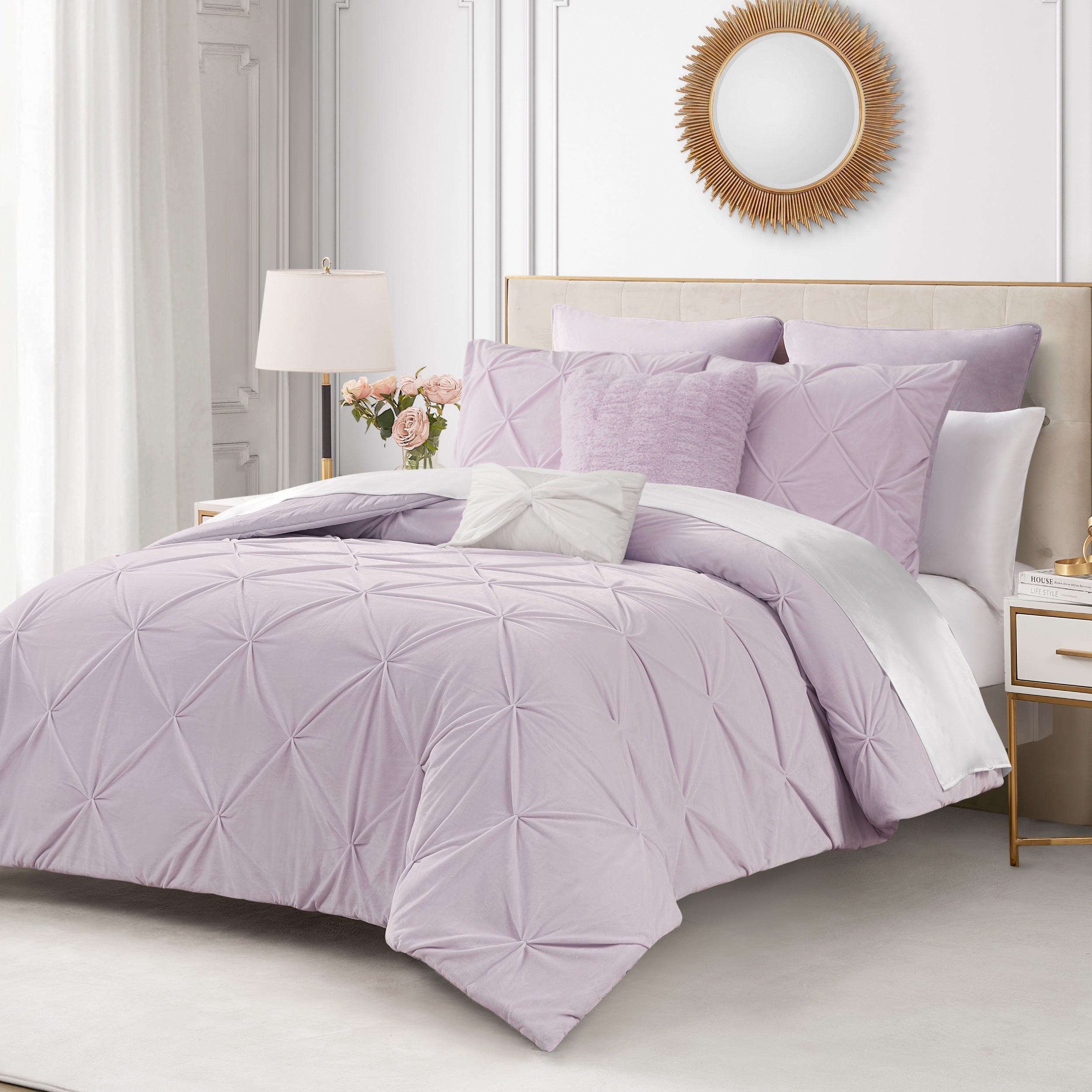 Kiss Pleat Micromink Comforter Set With Decorative Pillows - Image 4