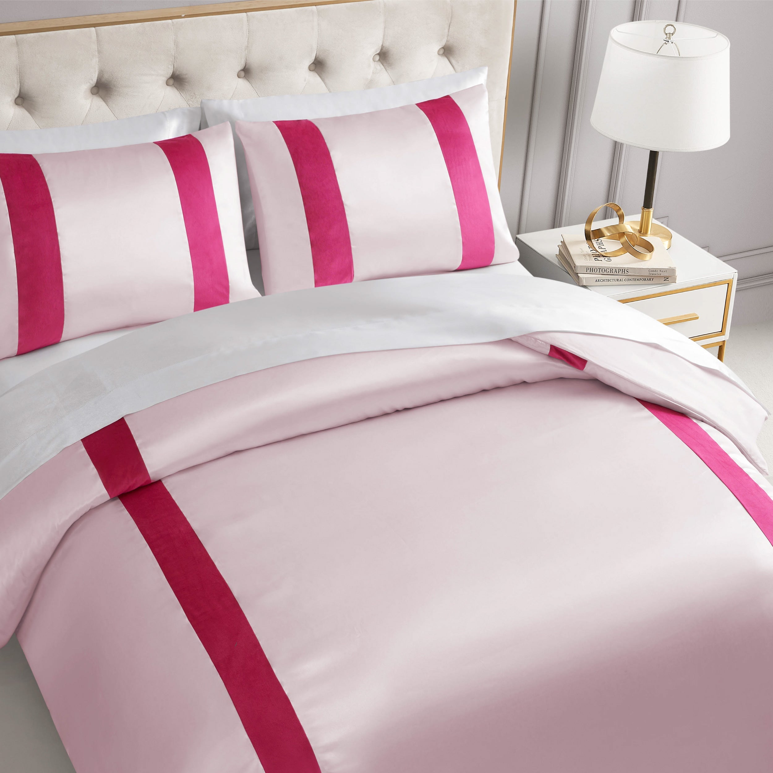 Satin Velvet Stripe Comforter Set - Image 2