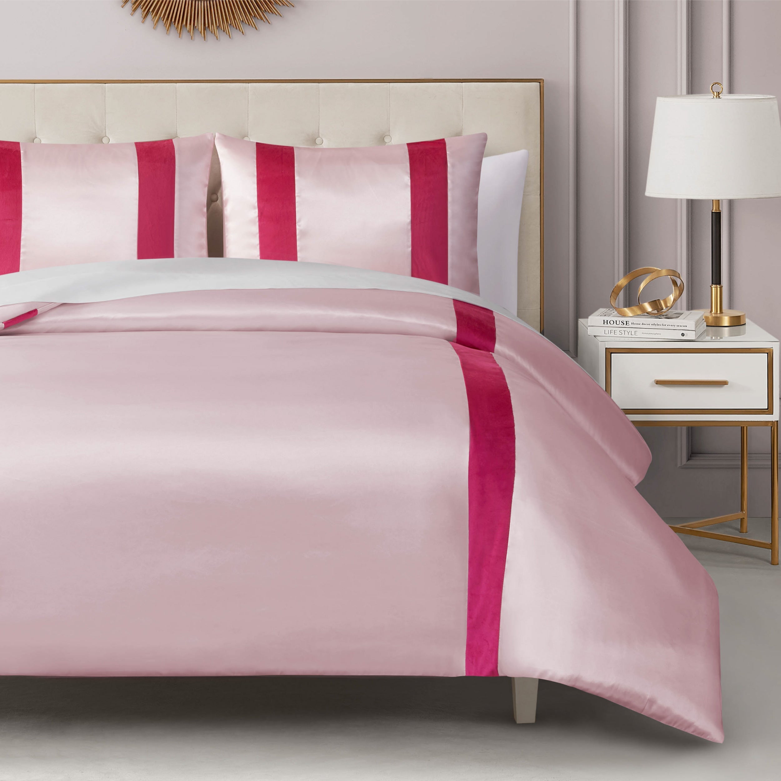 Satin Velvet Stripe Duvet Set - Image 3