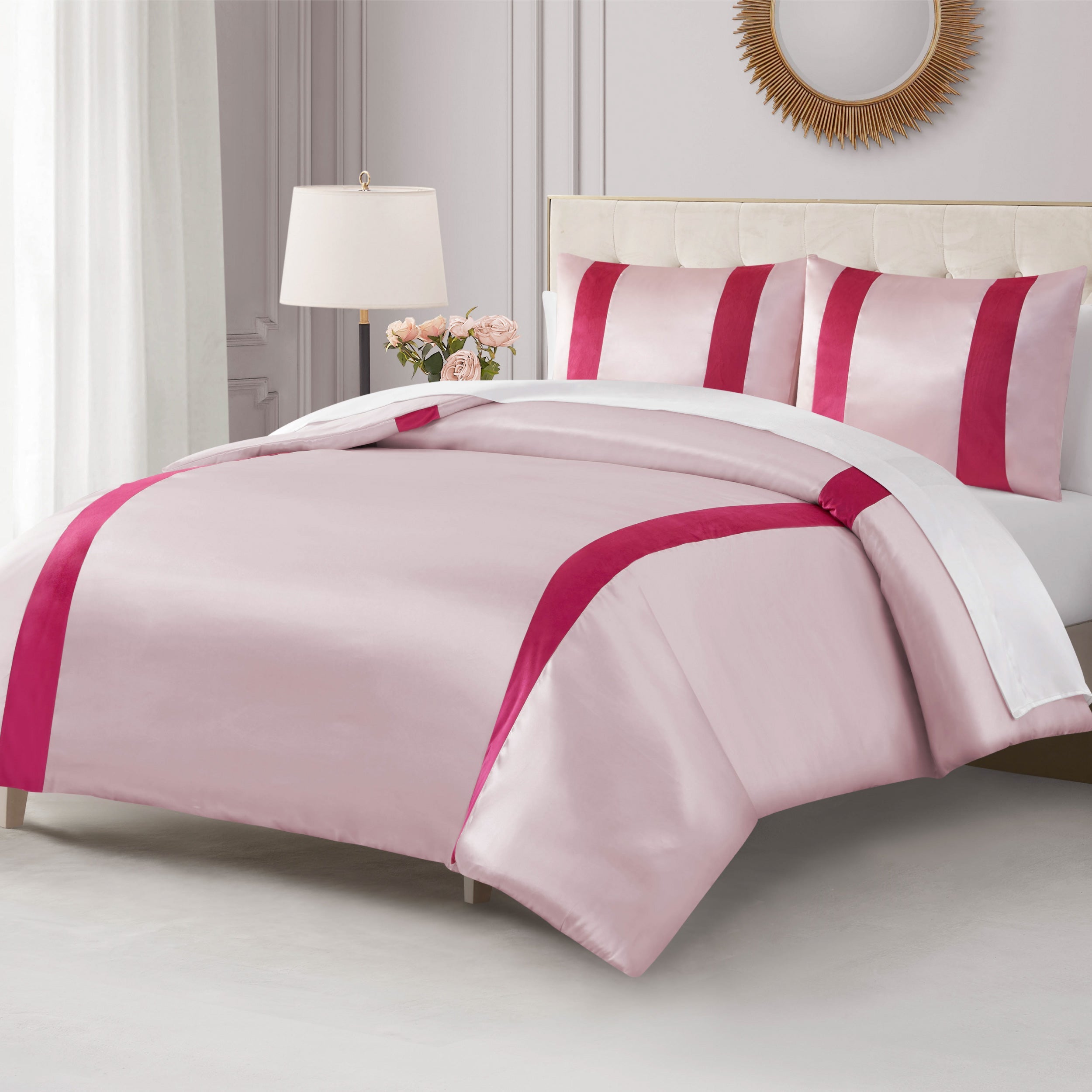Satin Velvet Stripe Duvet Set - Image 4