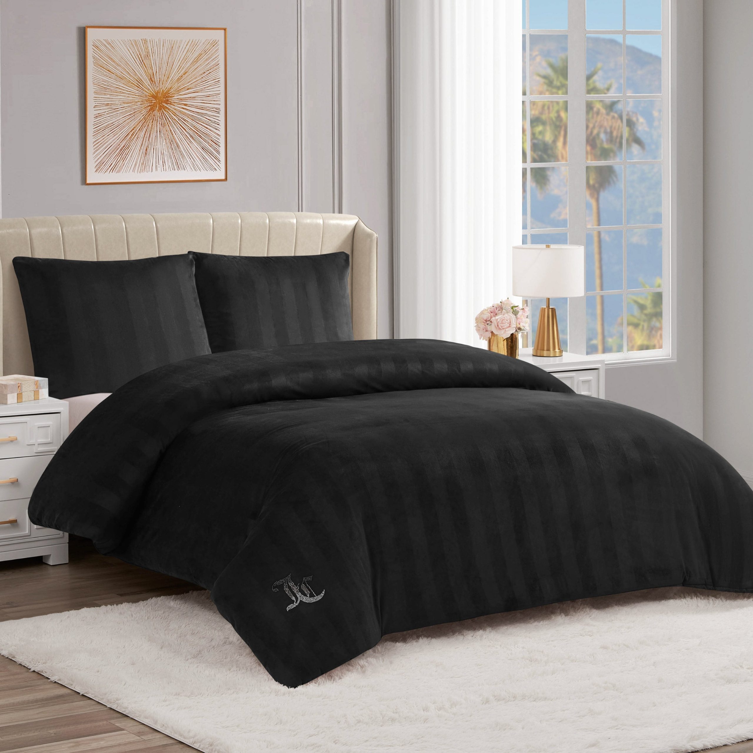 Jenny Velour Striped Jacquard Comforter Set - Image 2