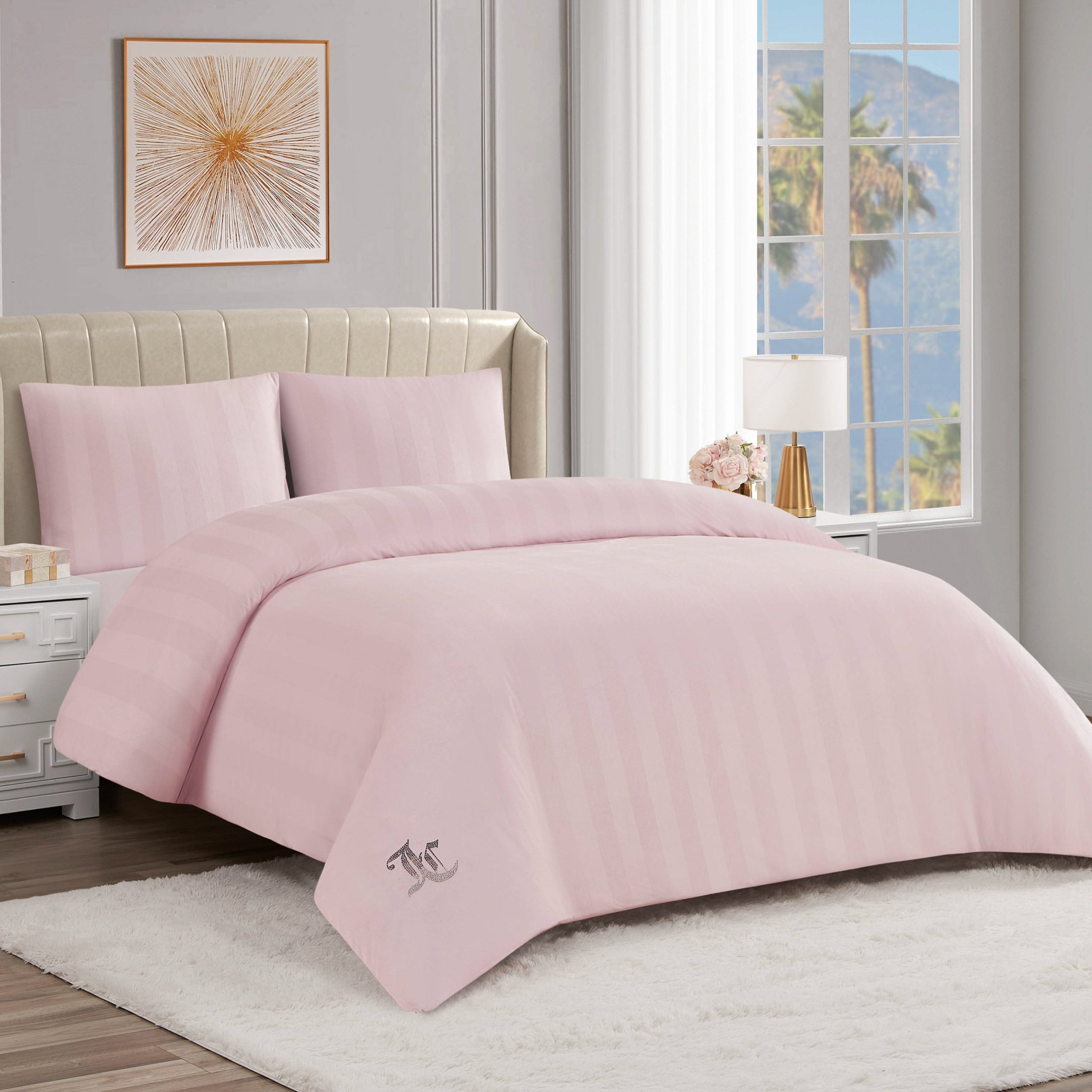 Jenny Velour Striped Jacquard Comforter Set - Image 2