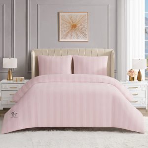 Jenny Velour Striped Jacquard Duvet Set
