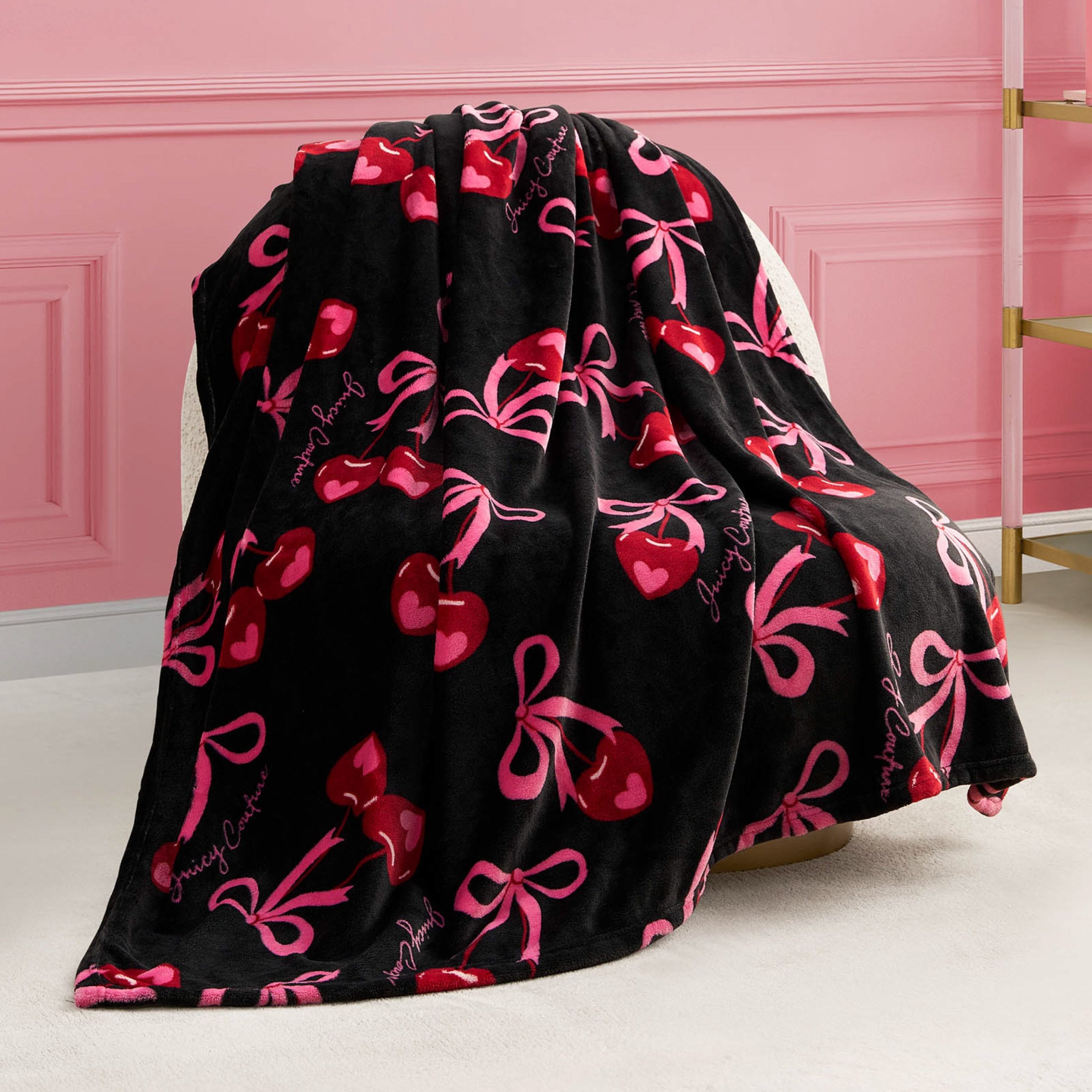 Sweet Cherry Bows Plush Throw Blanket - Image 2