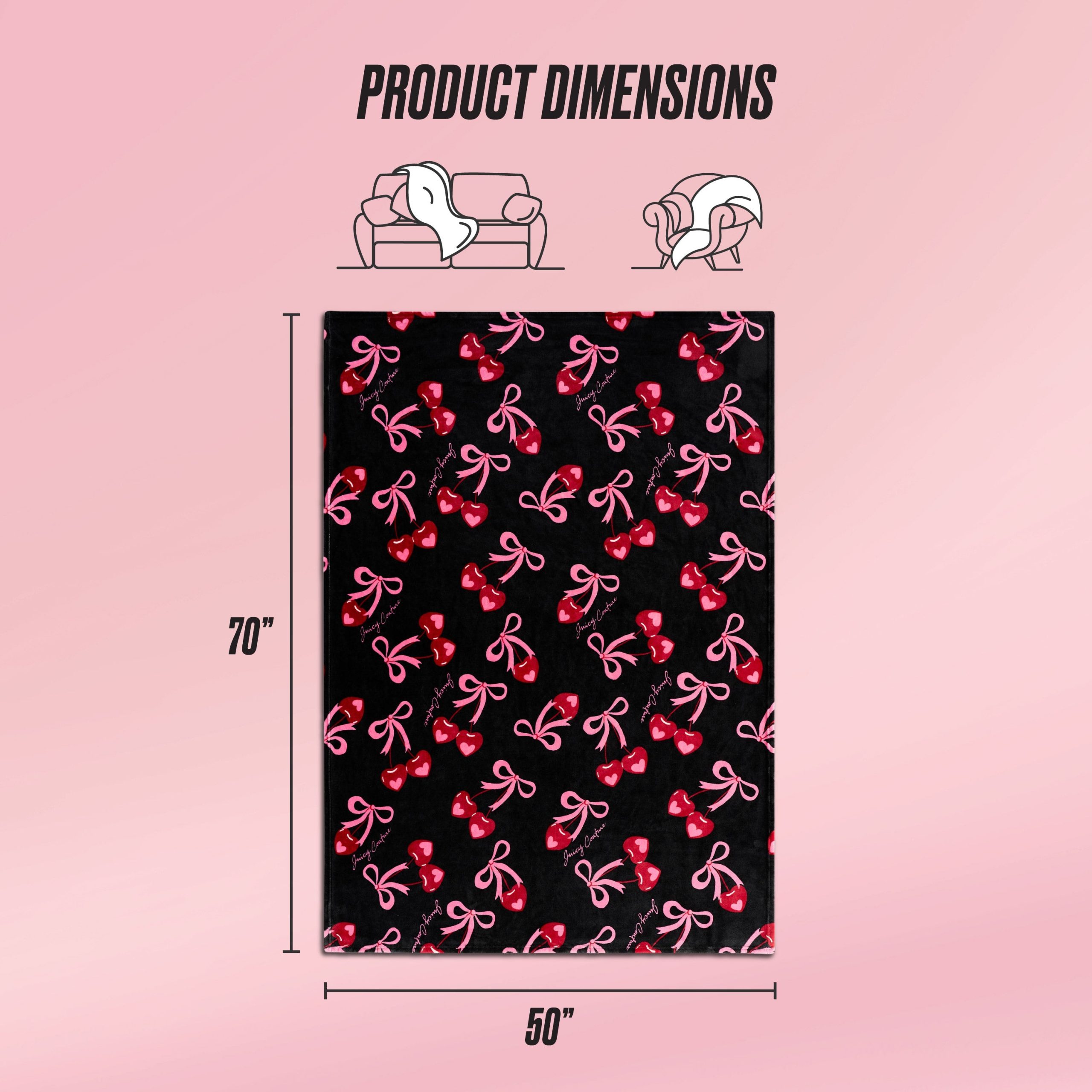 Sweet Cherry Bows Plush Throw Blanket - Image 3