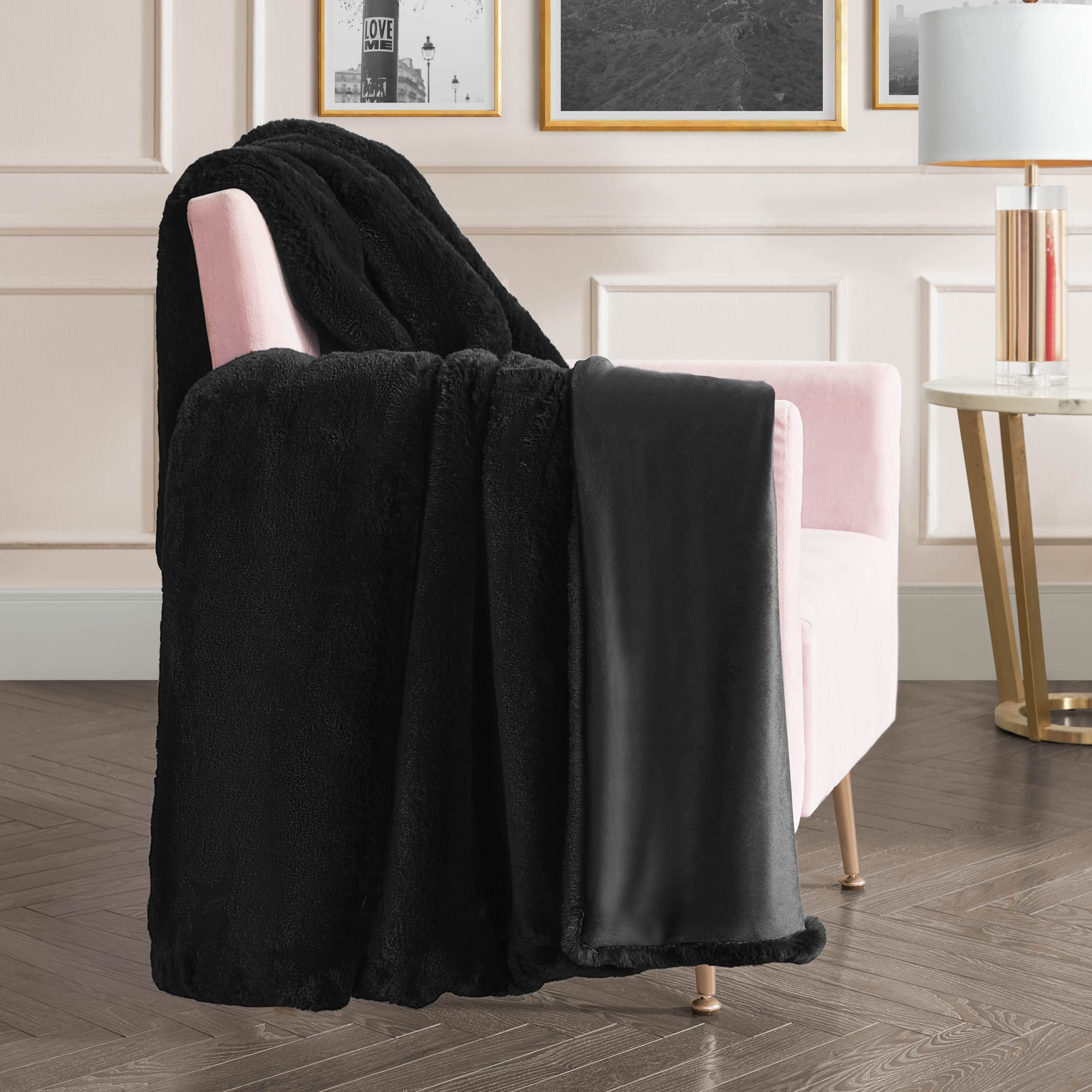 Big Fluffy Solid Faux Fur Blanket - Image 3