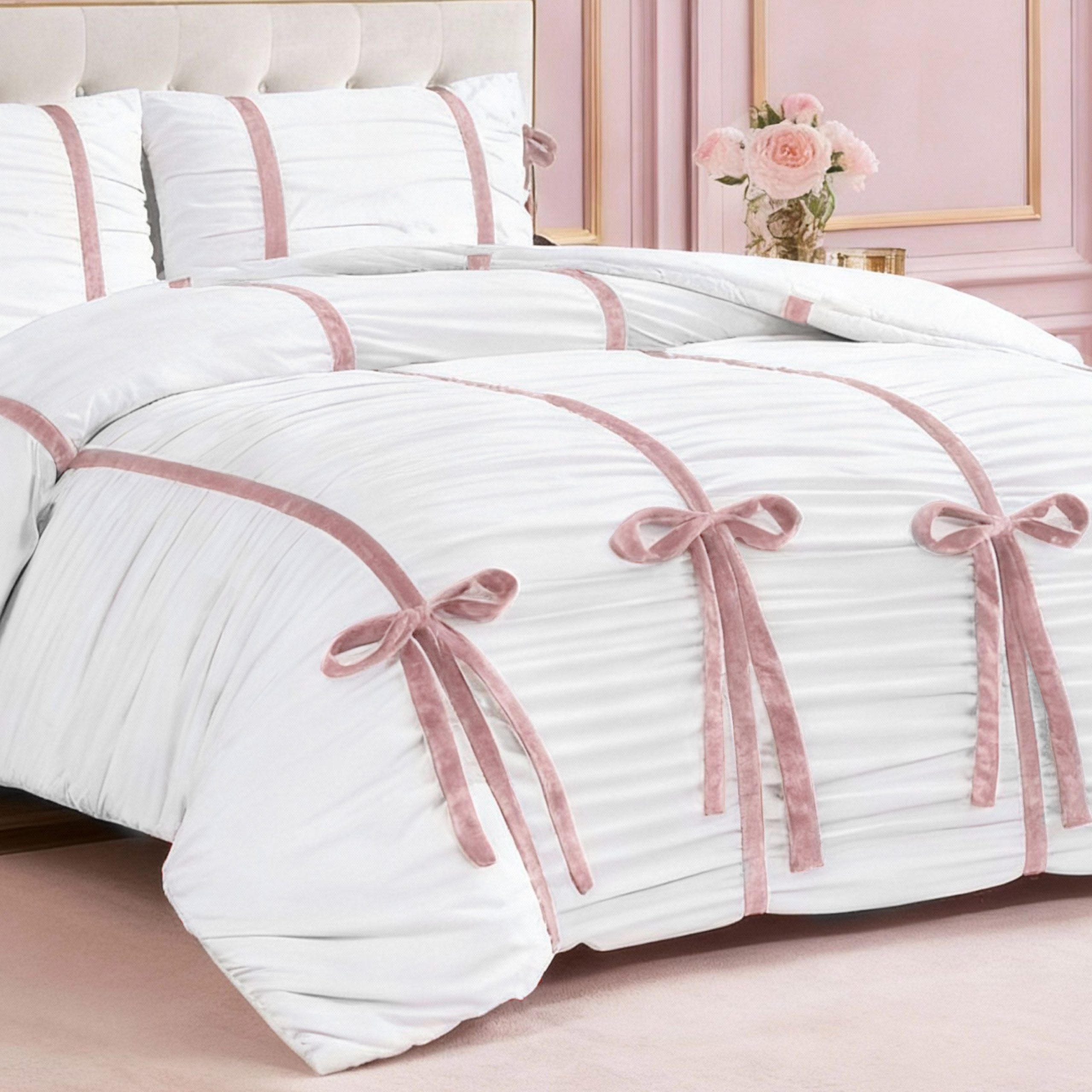 Amelie Bows Ruched Comforter Set - Image 4