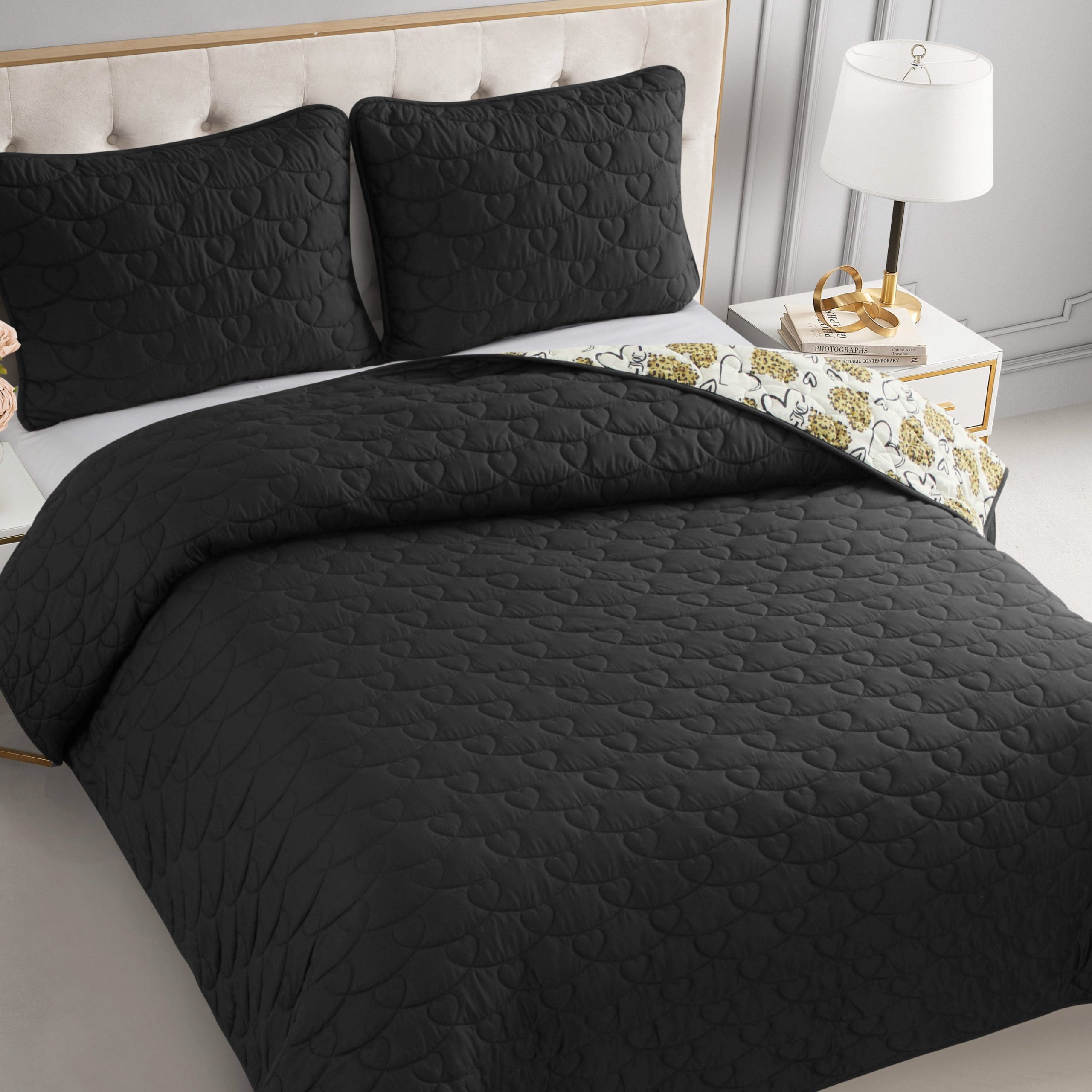 Cheetah Doodle Hearts Quilt Set - Image 5