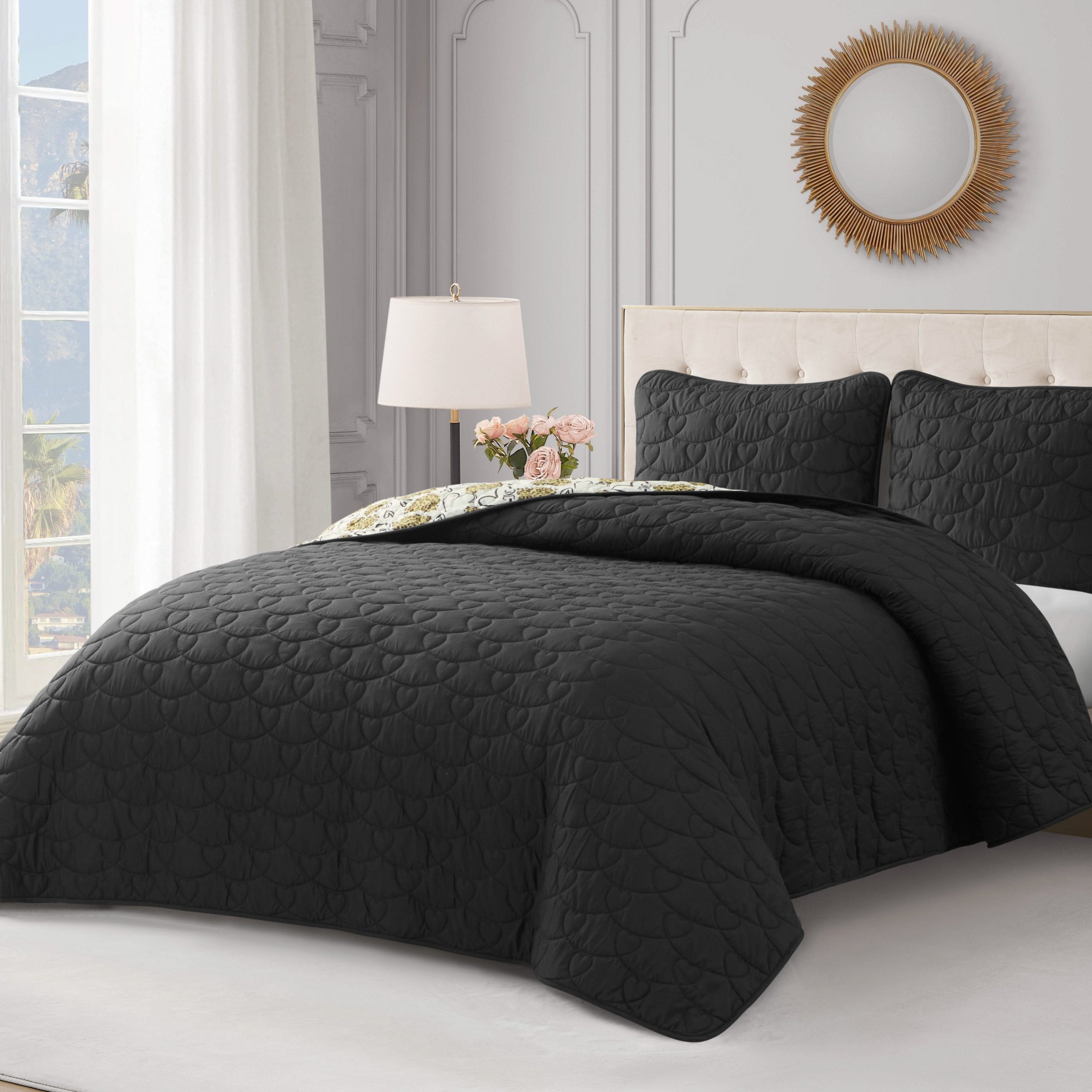 Cheetah Doodle Hearts Quilt Set - Image 7