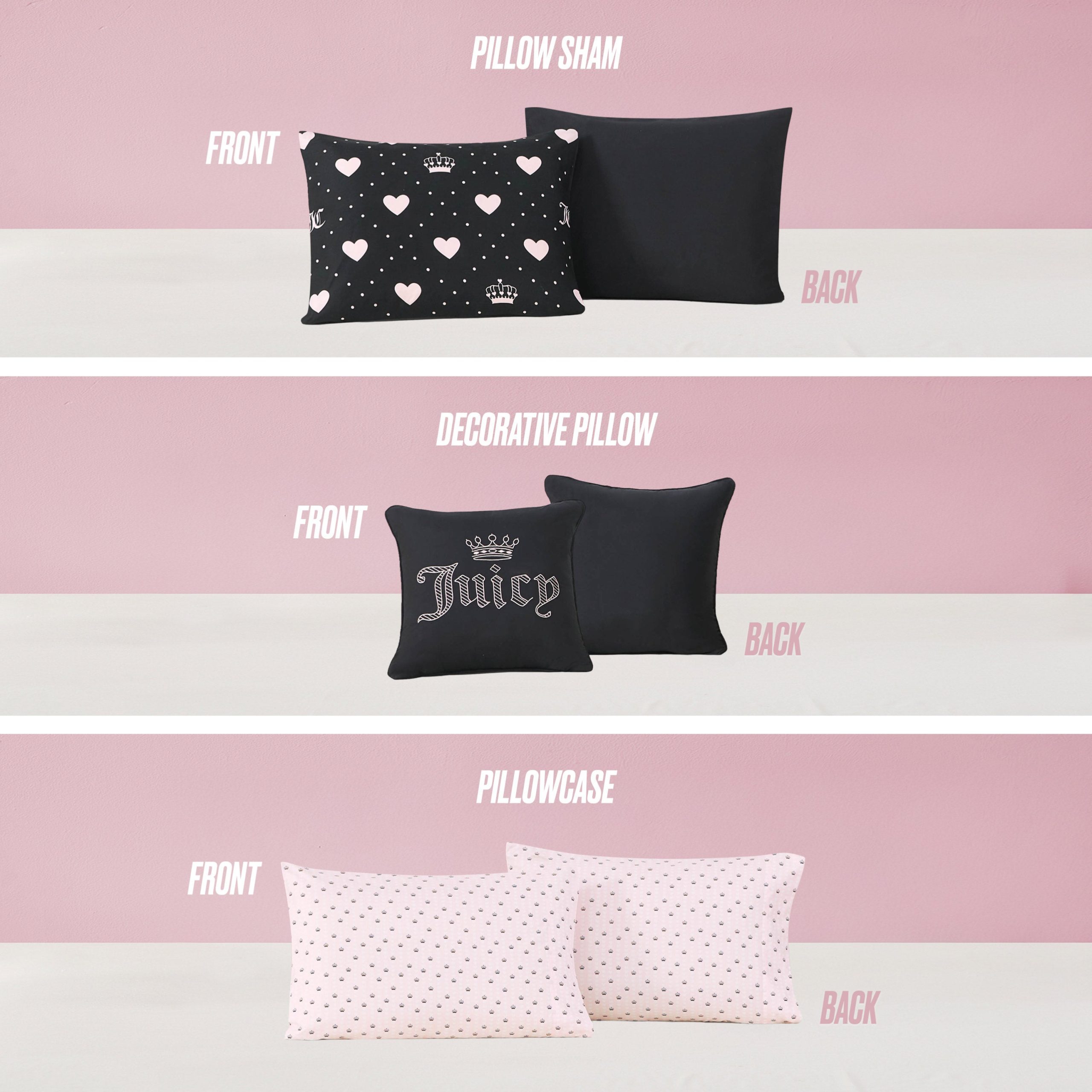 Diamond Hearts Black Comforter Bed in a Bag Bedding Set - Image 3