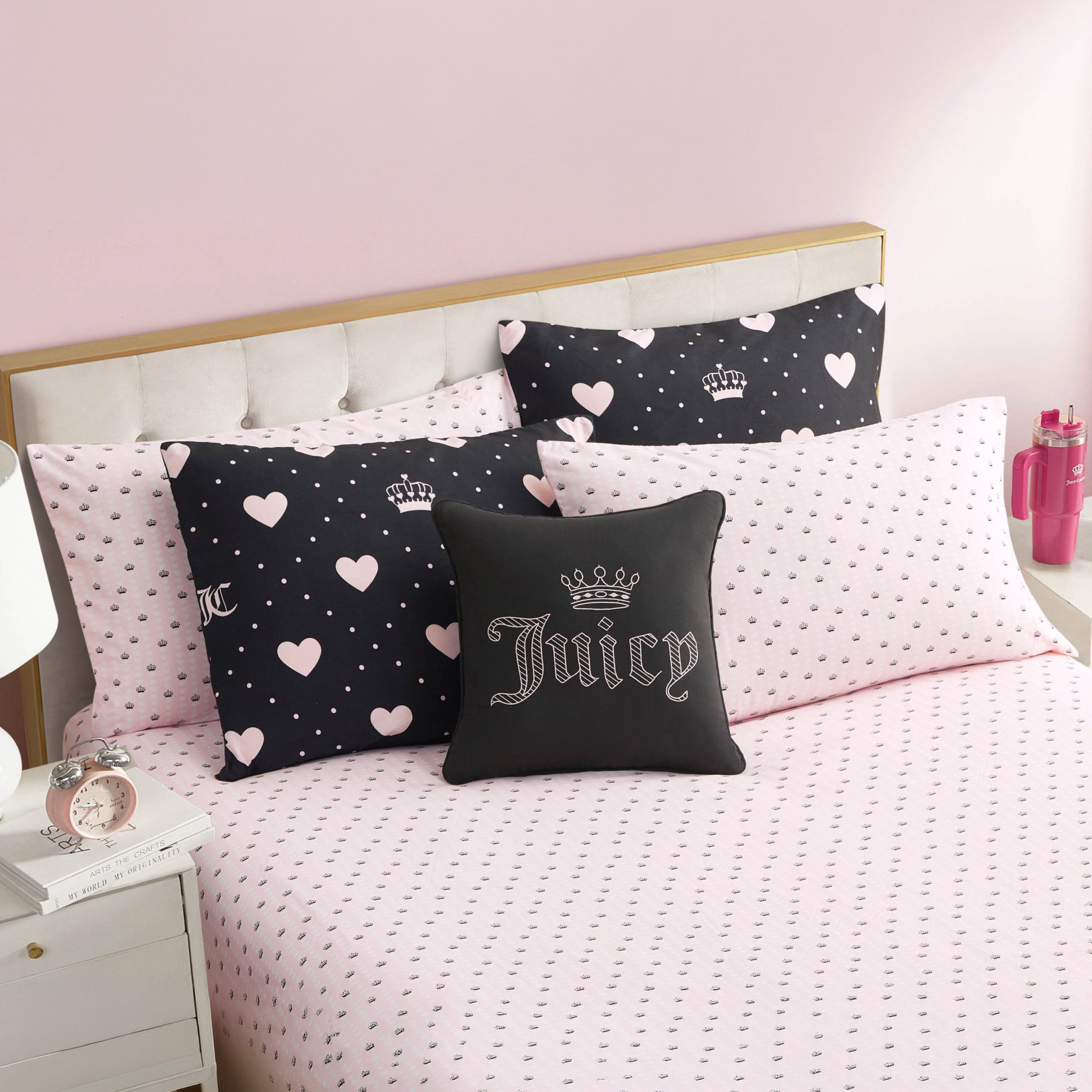Diamond Hearts Black Comforter Bed in a Bag Bedding Set - Image 4
