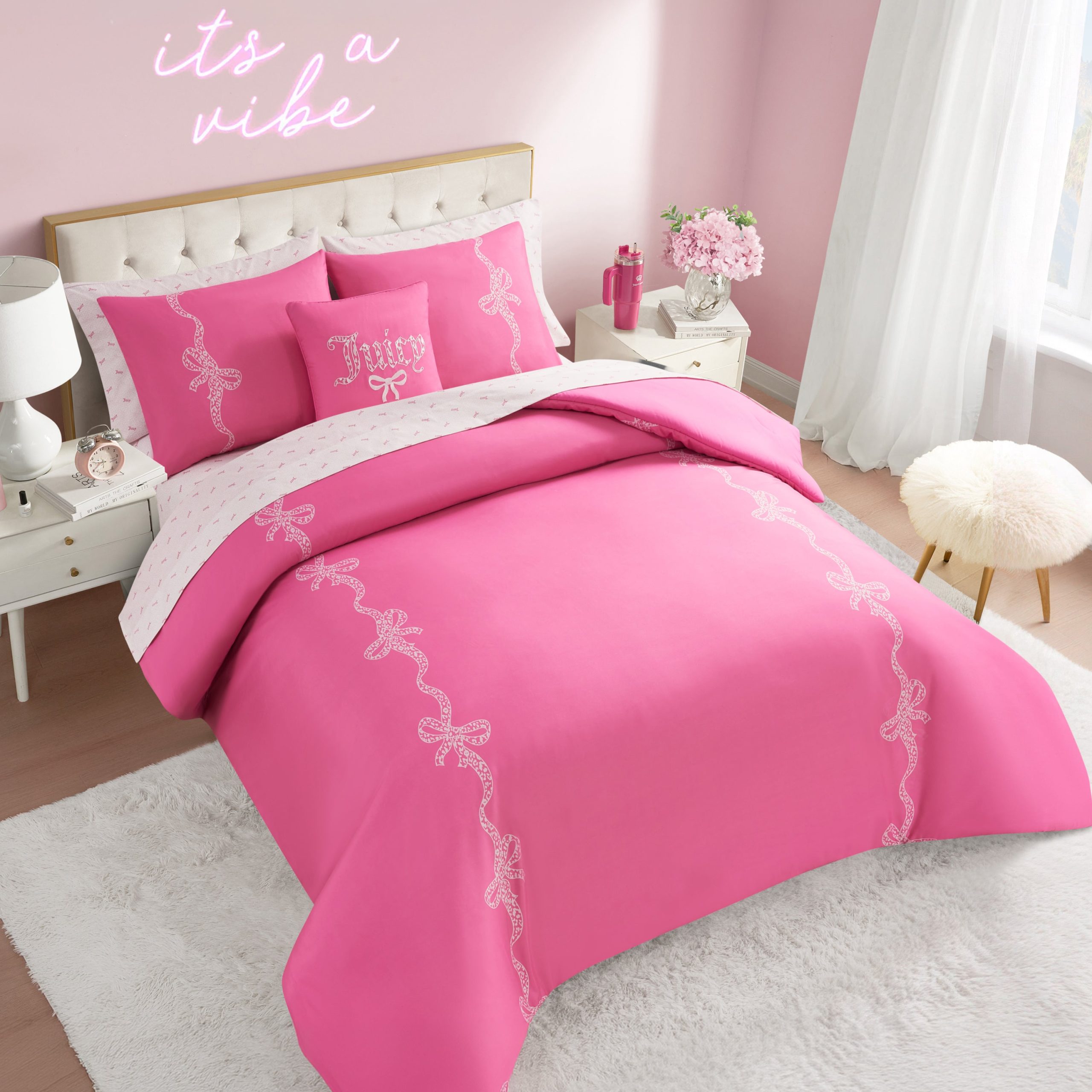 Hotel Stripe Leopard Bows Bed in a Bag Bedding Set - Image 3