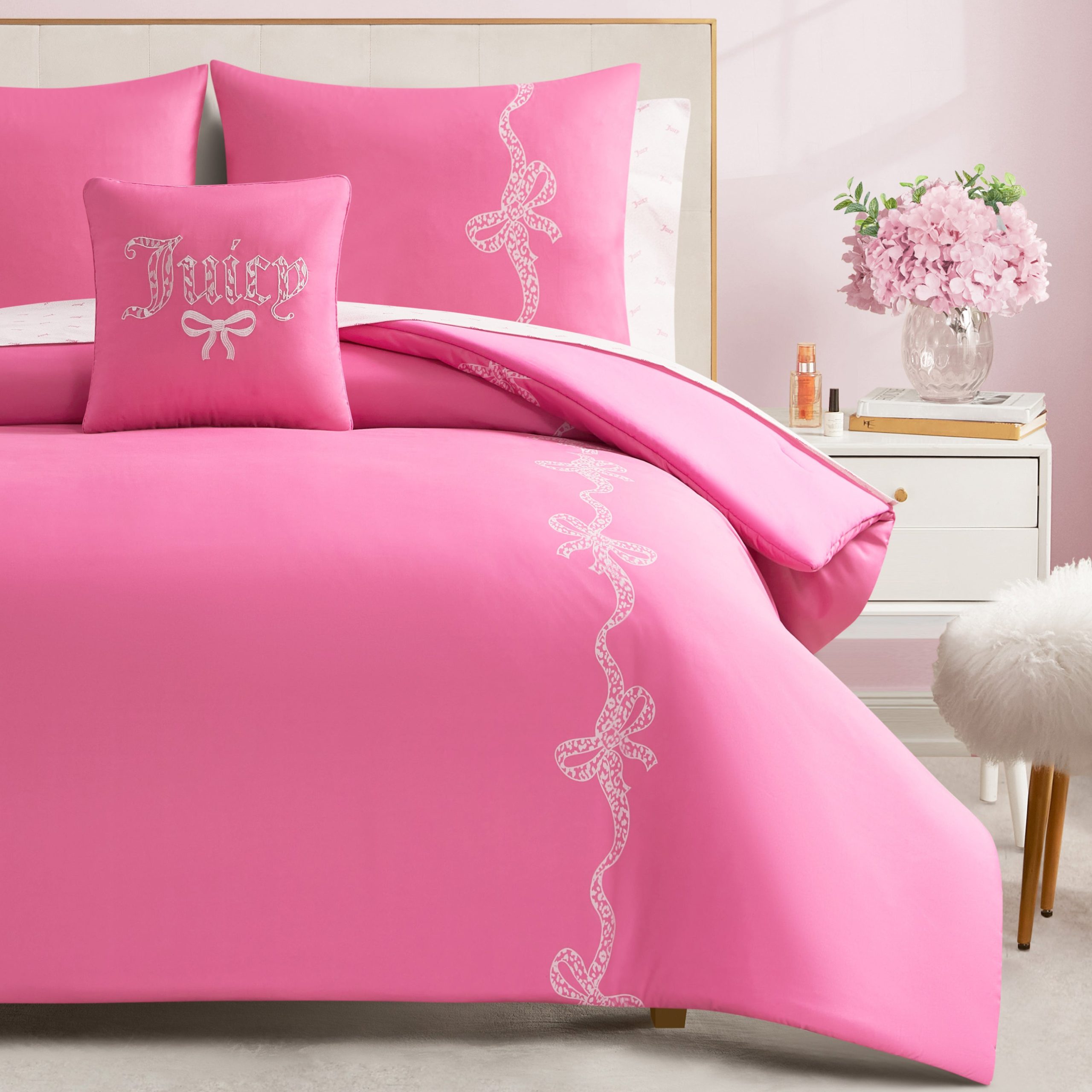 Hotel Stripe Leopard Bows Bed in a Bag Bedding Set - Image 4