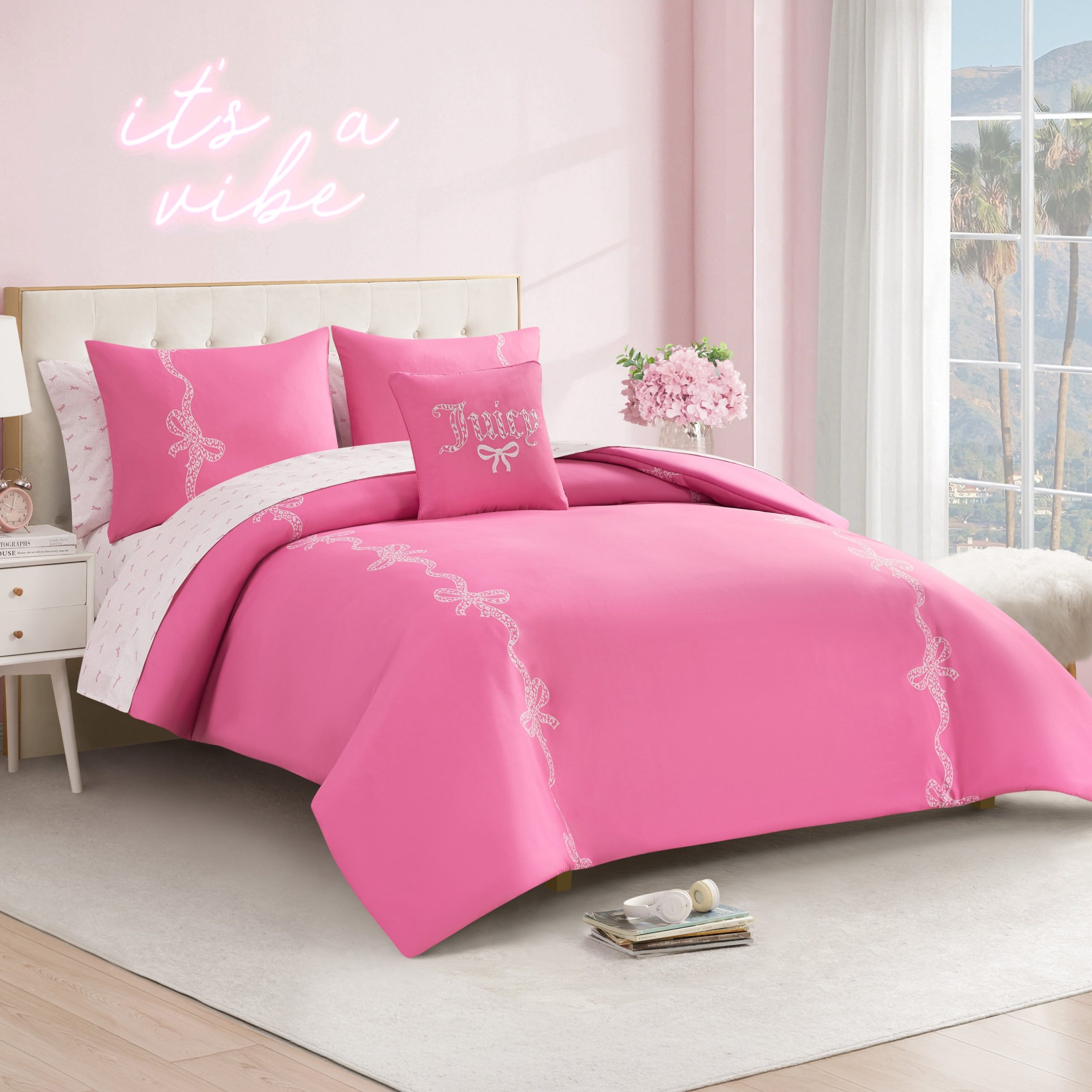 Hotel Stripe Leopard Bows Bed in a Bag Bedding Set - Image 2