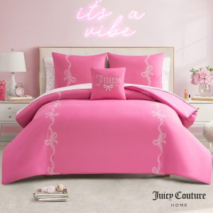 Hotel Stripe Leopard Bows Bed in a Bag Bedding Set