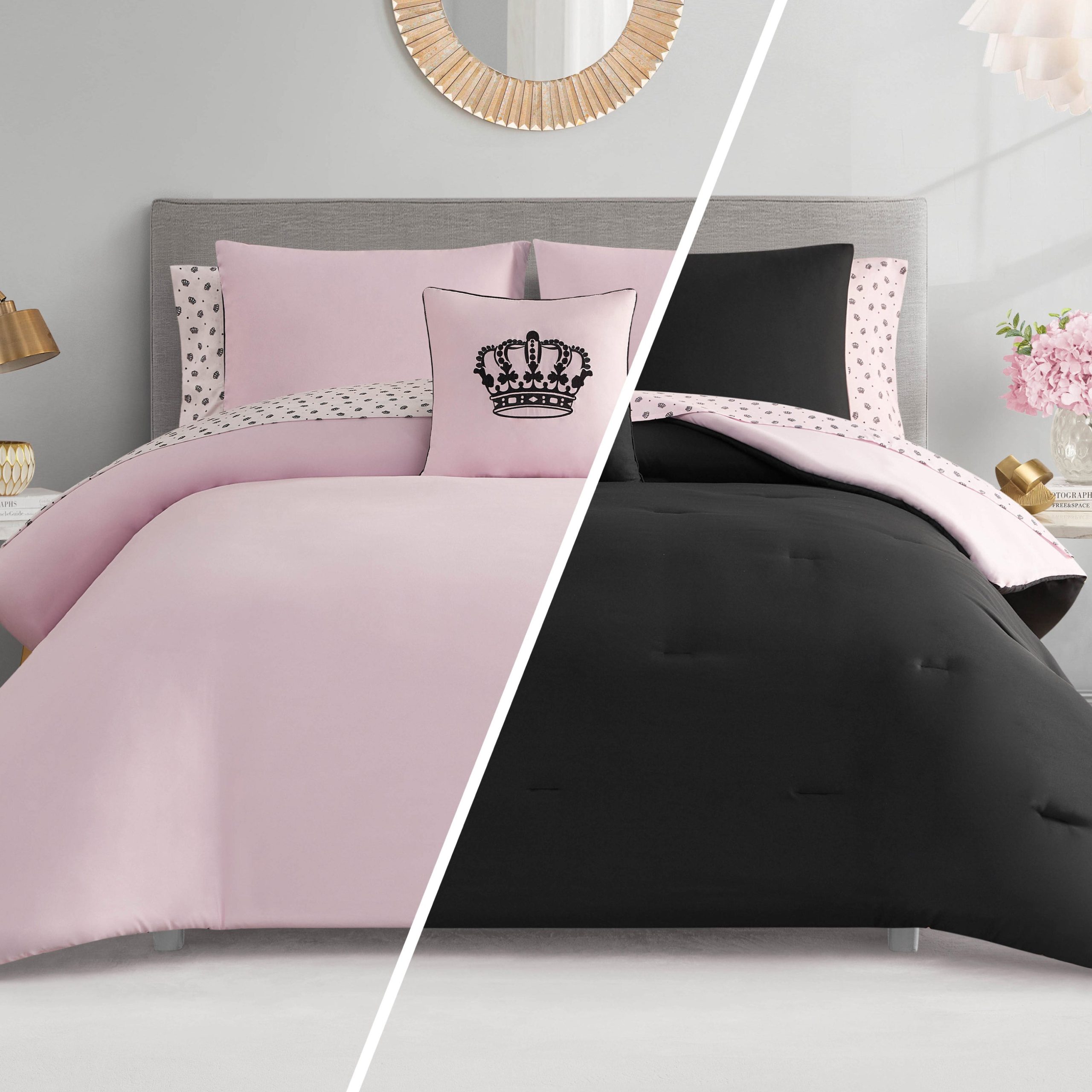 Crown Sparkle Solid Reversible Bed in a Bag Bedding Set - Image 2