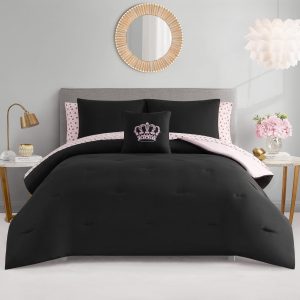 Crown Sparkle Solid Reversible Bed in a Bag Bedding Set