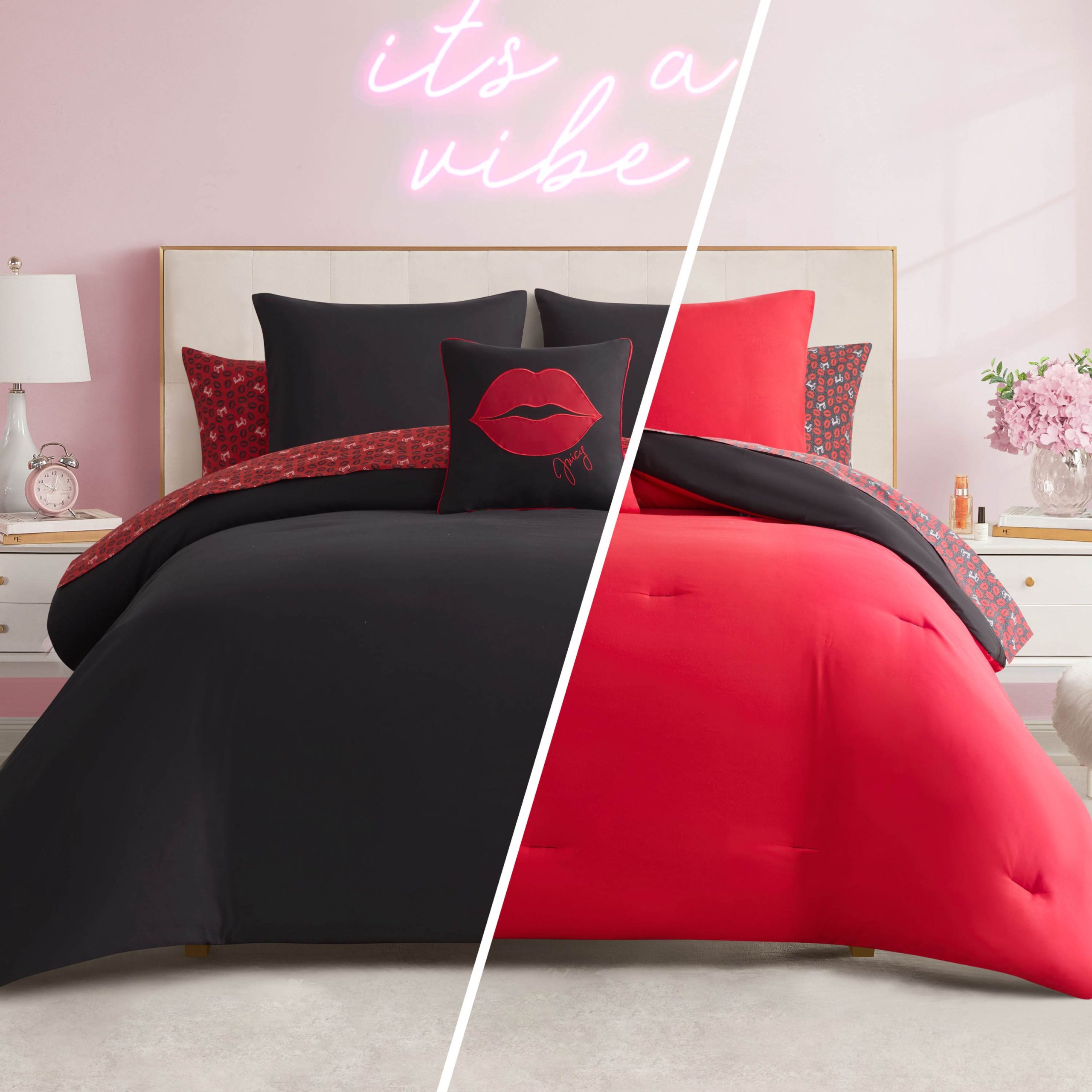 Cheetah Rebel Lips Solid Reversible Bed in a Bag Bedding Set - Image 2