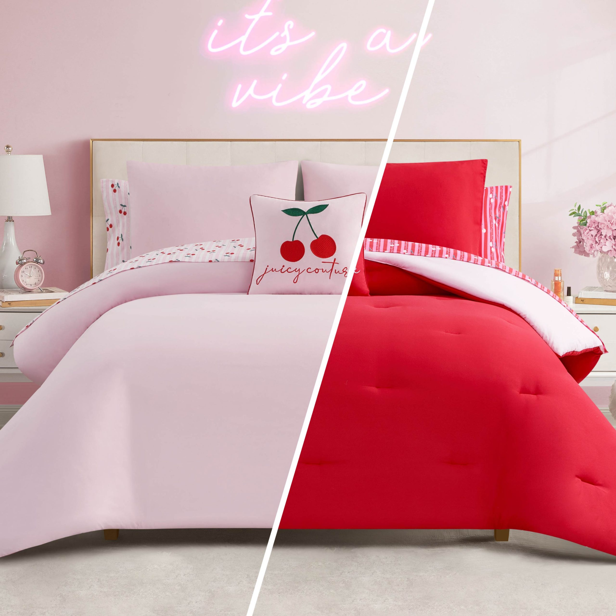 Cherry Script Solid Reversible Bed in a Bag Bedding Set - Image 2