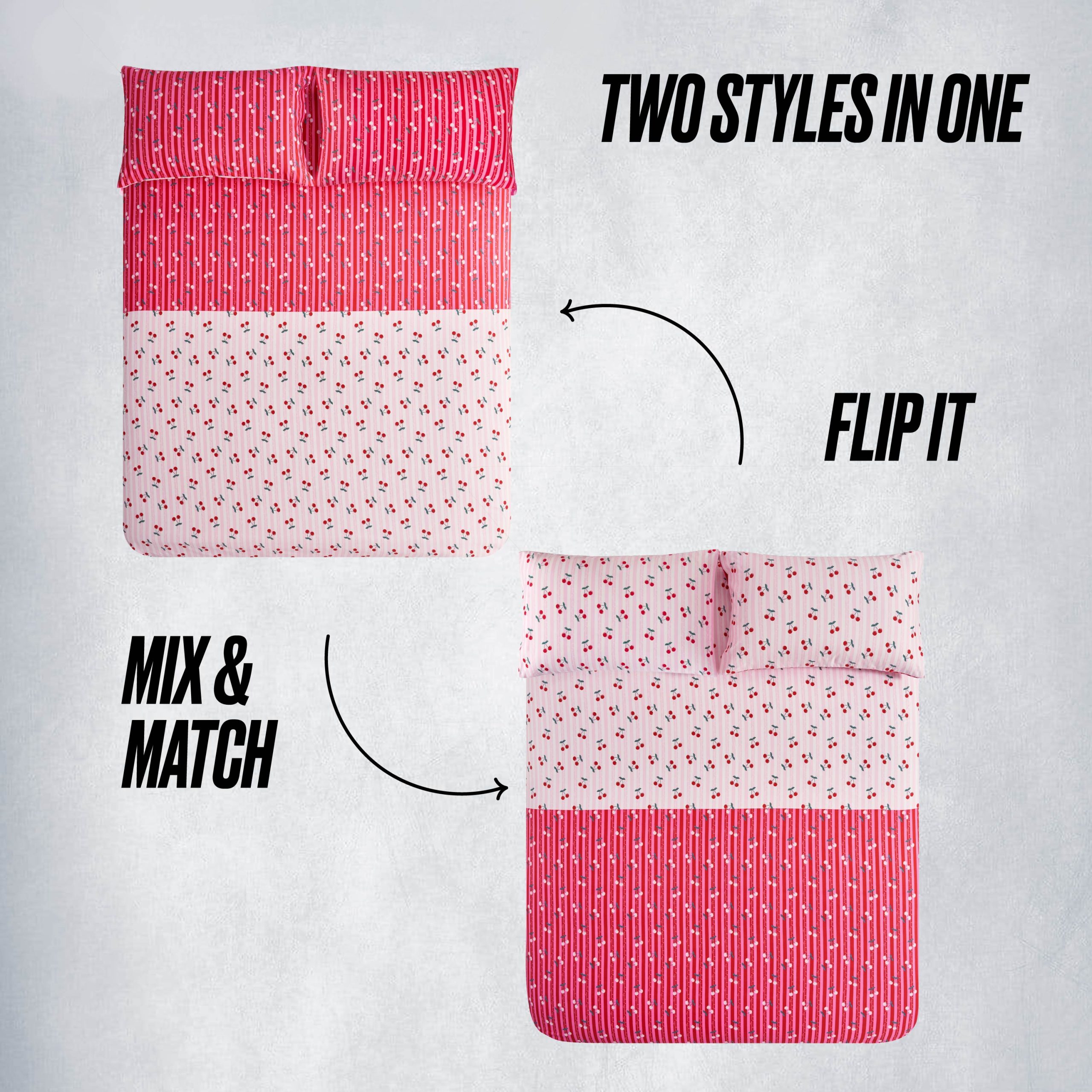 Cherry Script Solid Reversible Bed in a Bag Bedding Set - Image 5