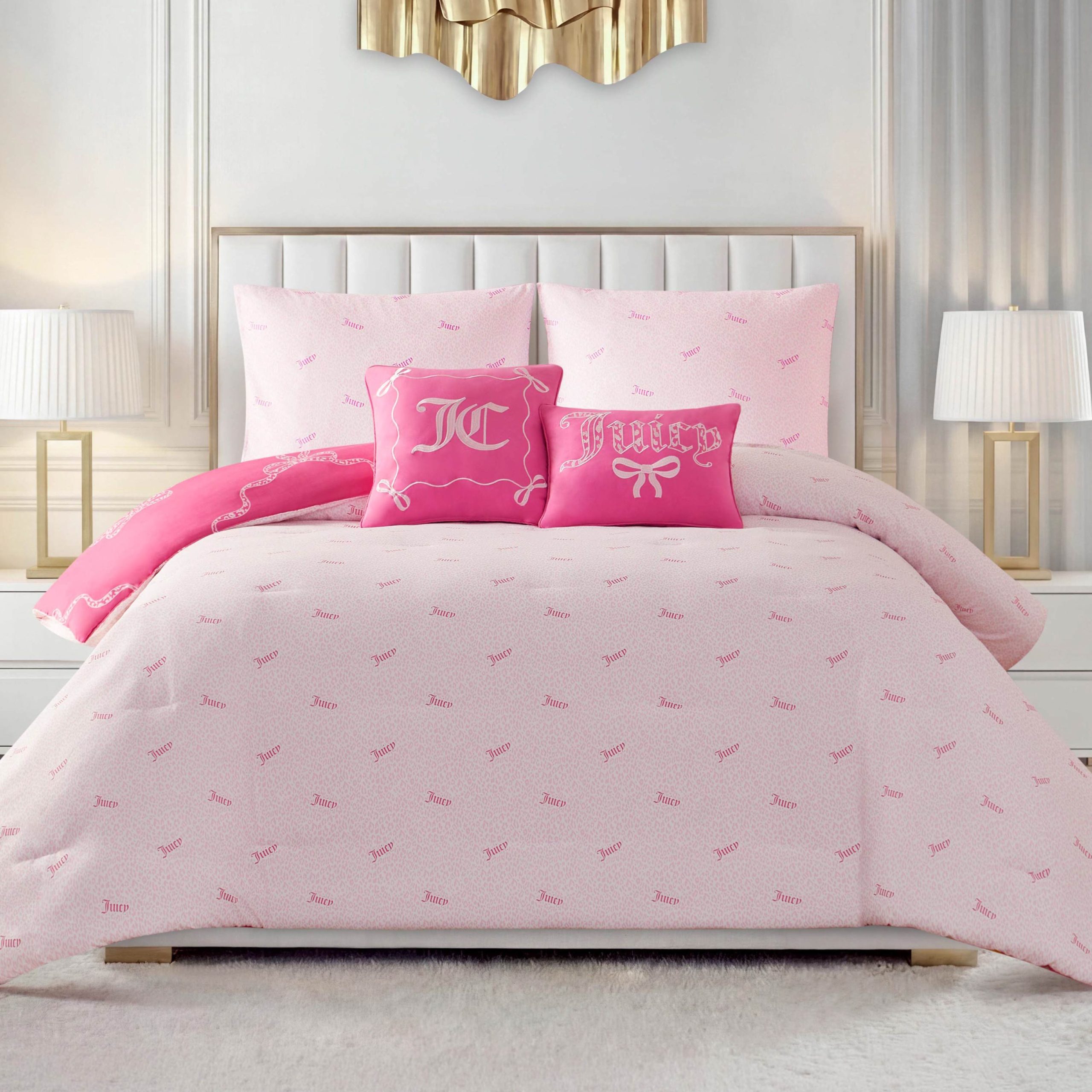 Chevron Leopard Bow Reversible Comforter Set - Image 3