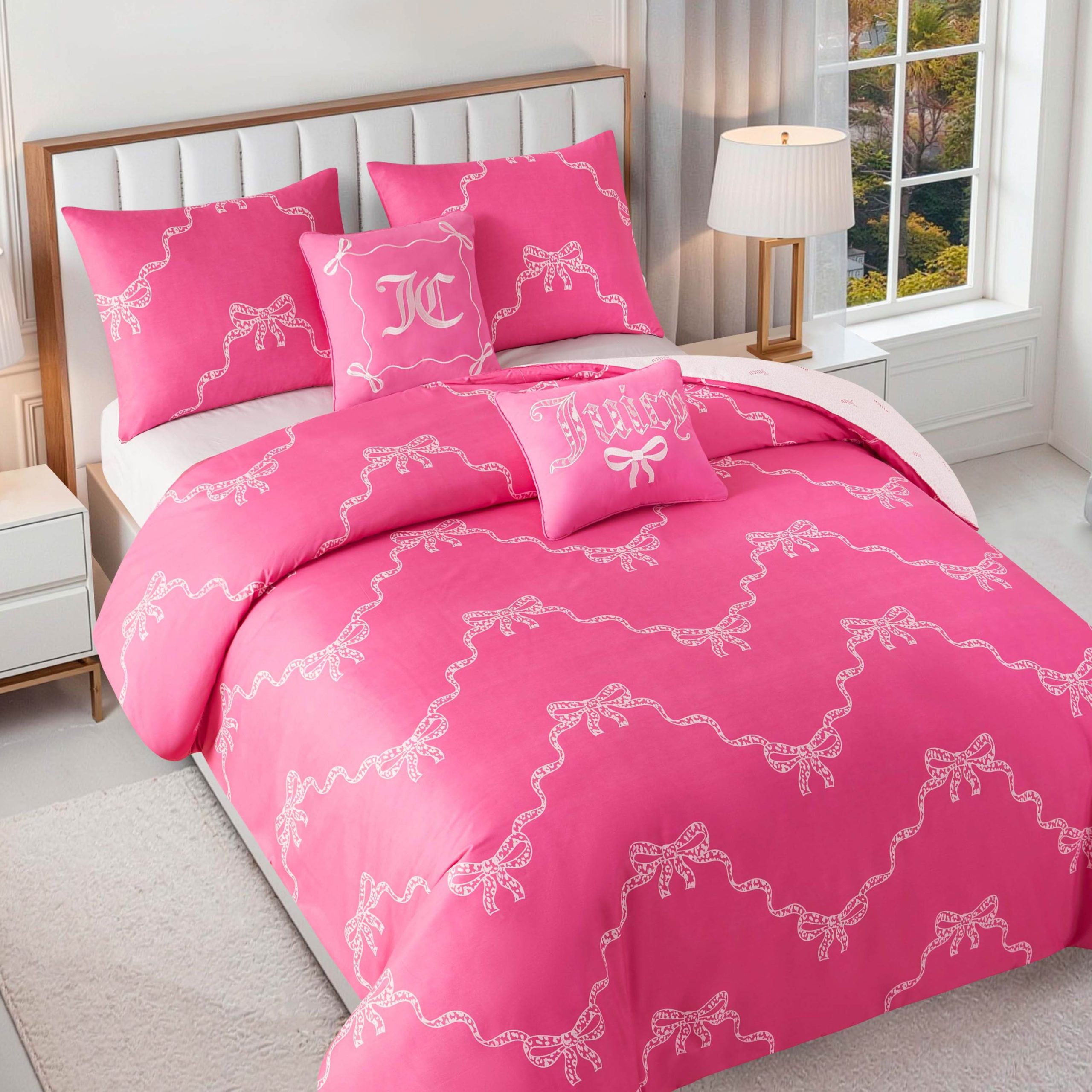 Chevron Leopard Bow Reversible Comforter Set - Image 5