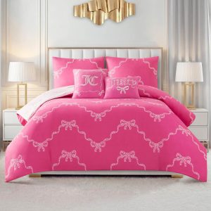 Chevron Leopard Bow Reversible Comforter Set