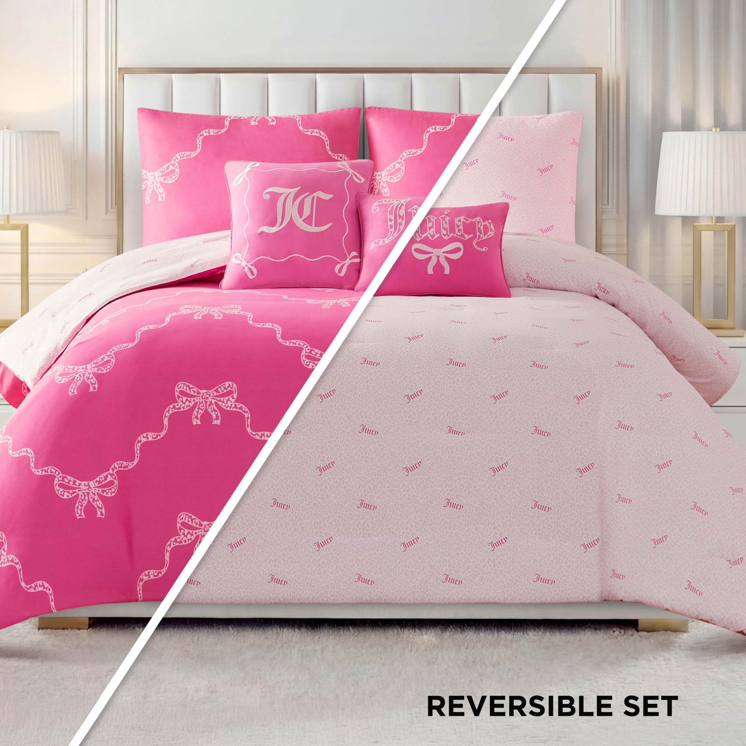 Chevron Leopard Bow Reversible Comforter Set - Image 2