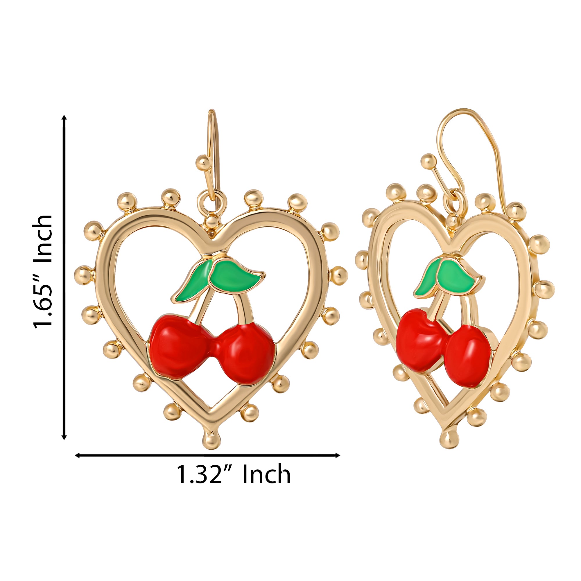 Cherry Heart Drop Earrings - Image 4
