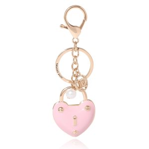 Pink Padlock Heart Keychain Bag Charm