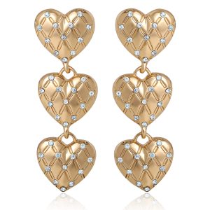 Triple Heart Drop Earrings