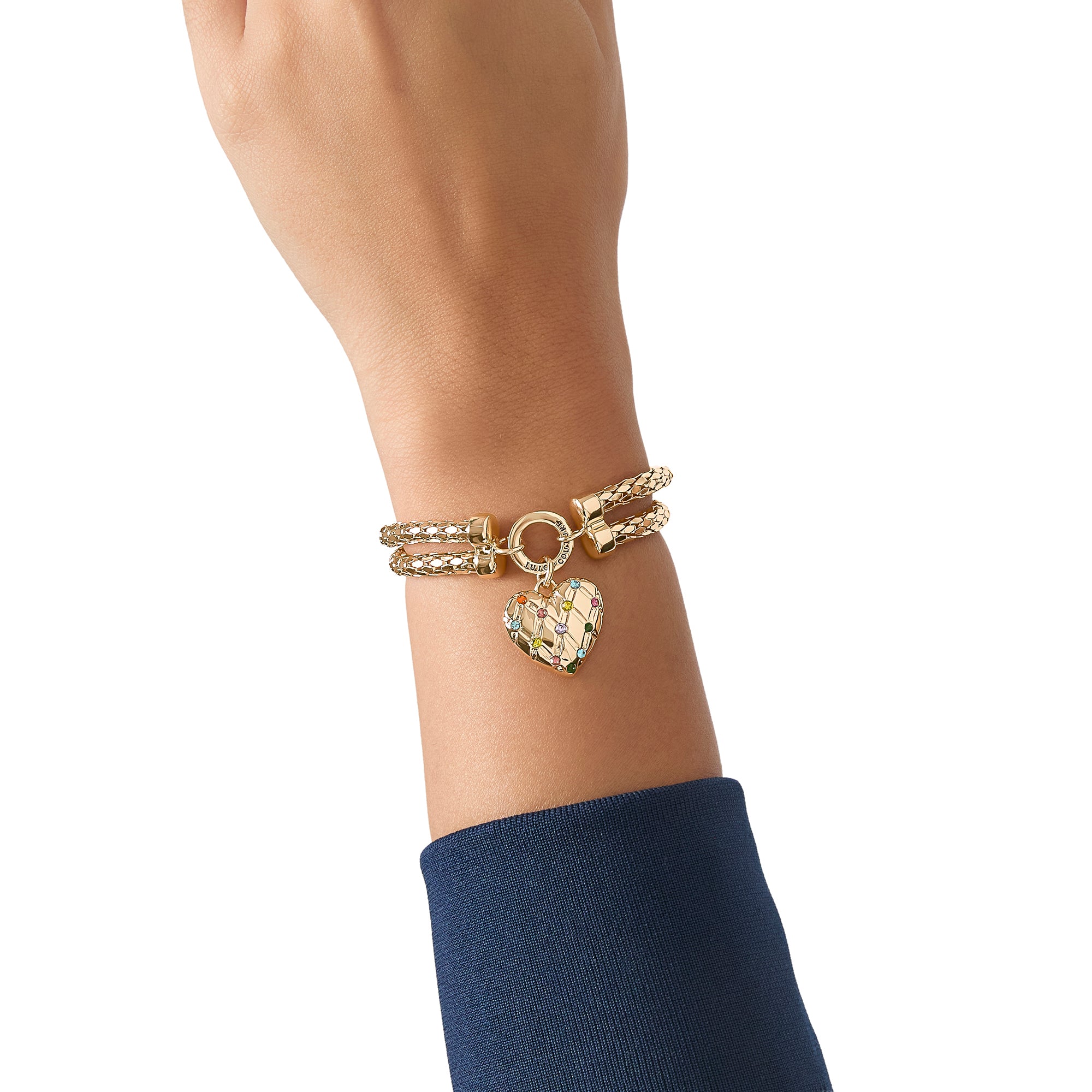 Double Chain Heart Padlock Bracelet - Image 3