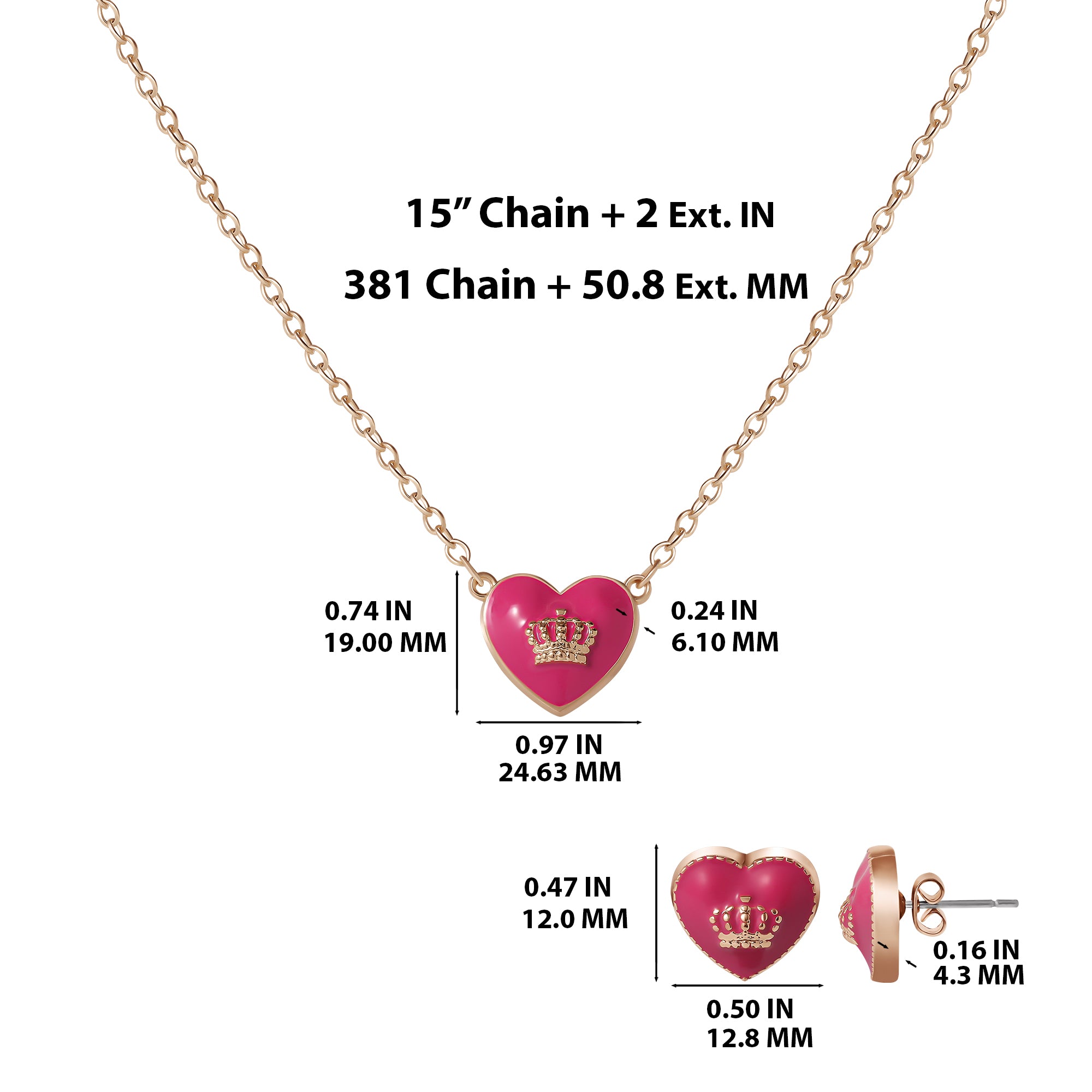Kids Crown Logo Heart Pendant Necklace - Image 4