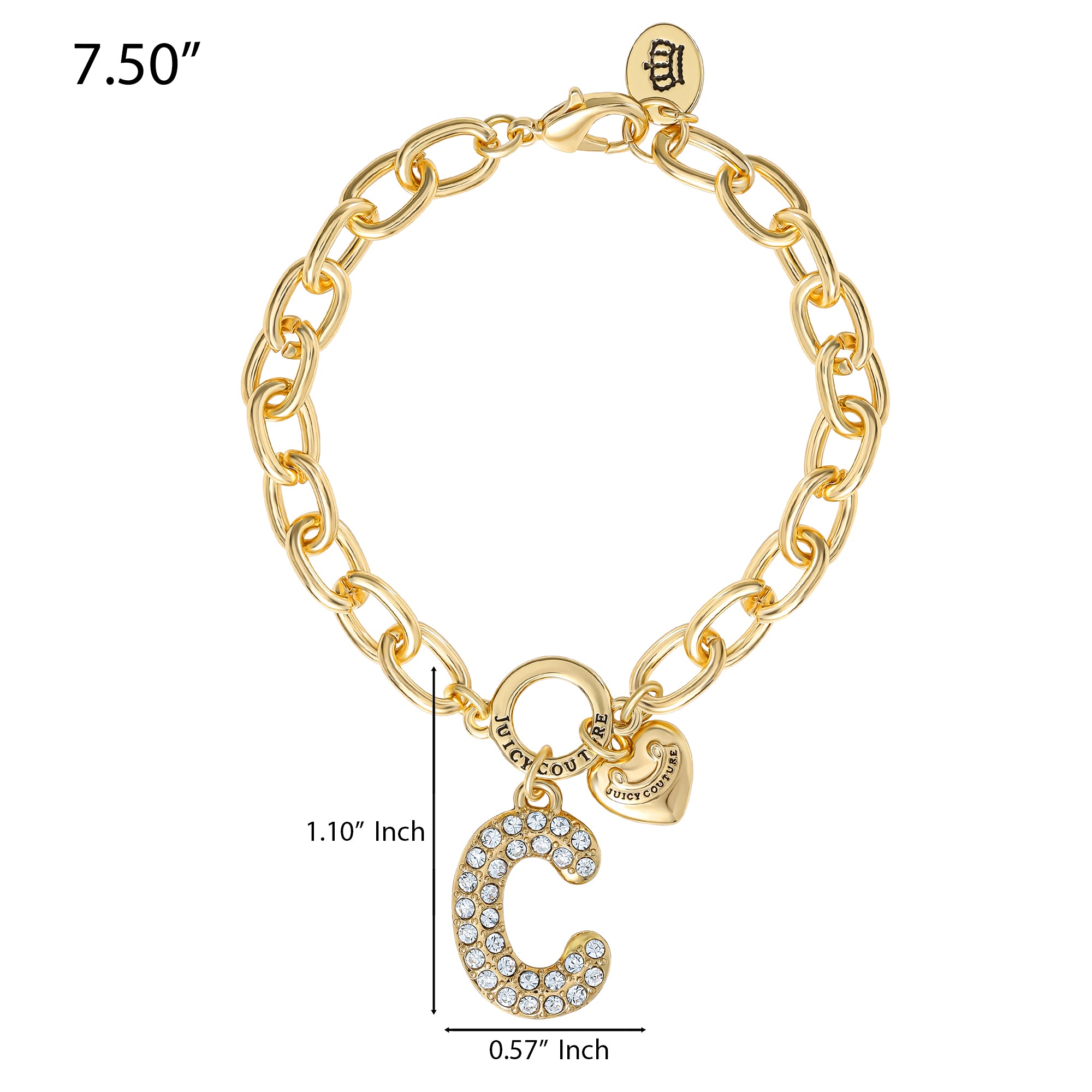 Pavé Initial Charm Bracelet. Letter C - Image 3