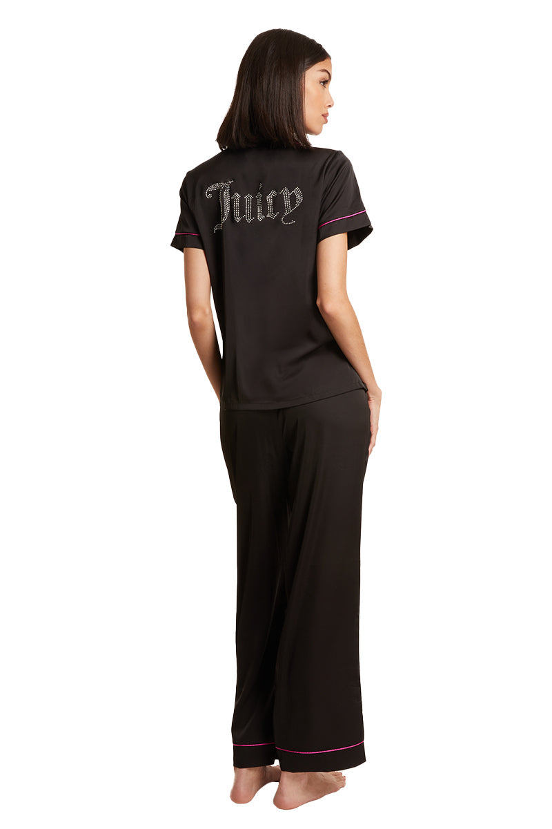 Satin Short Sleeve Notch Collar PJ Set - Image 3