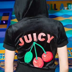 Cherry Bling Velour Hoodie
