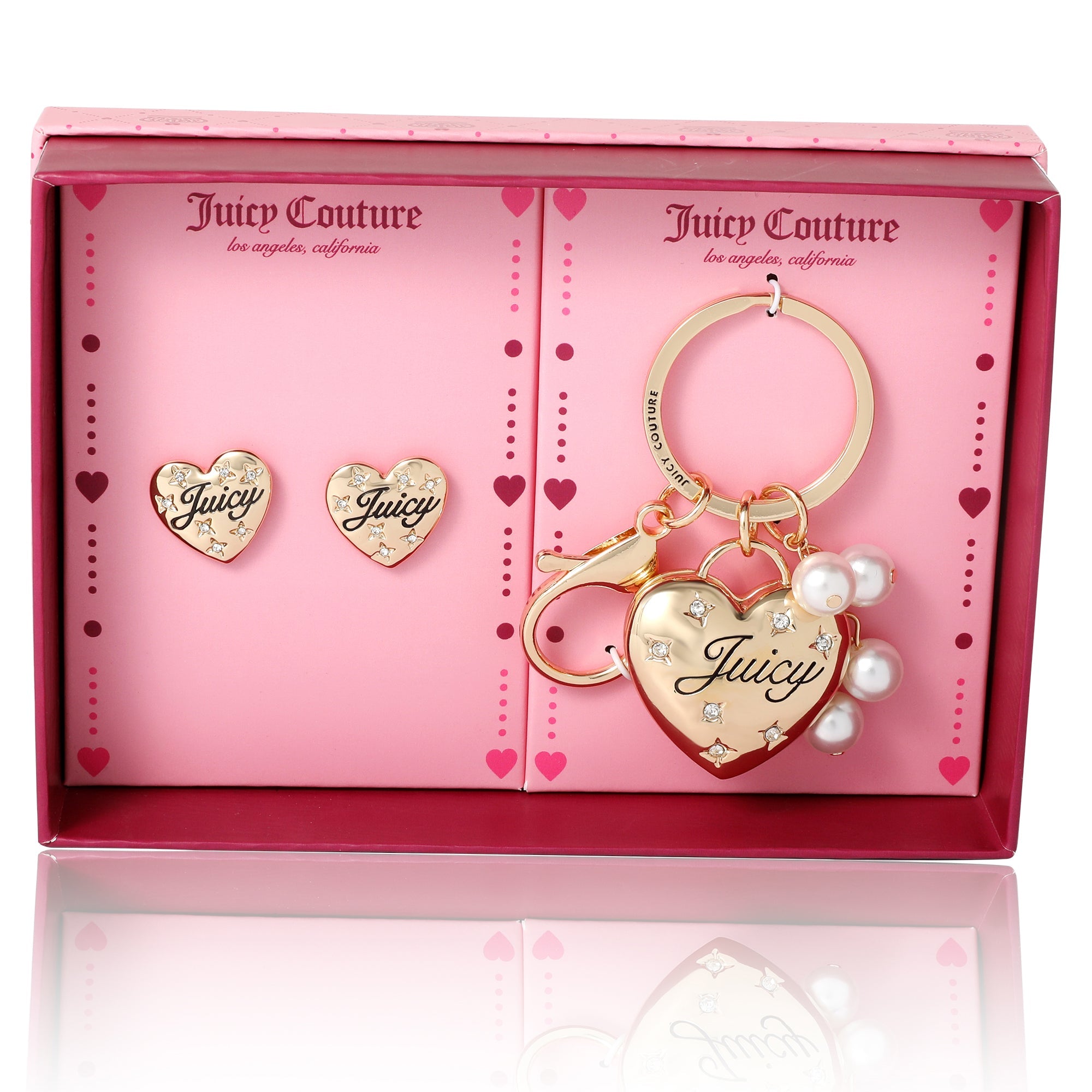 Gold-Tone Heart Keychain Bag Charm & Earring Set - Image 4