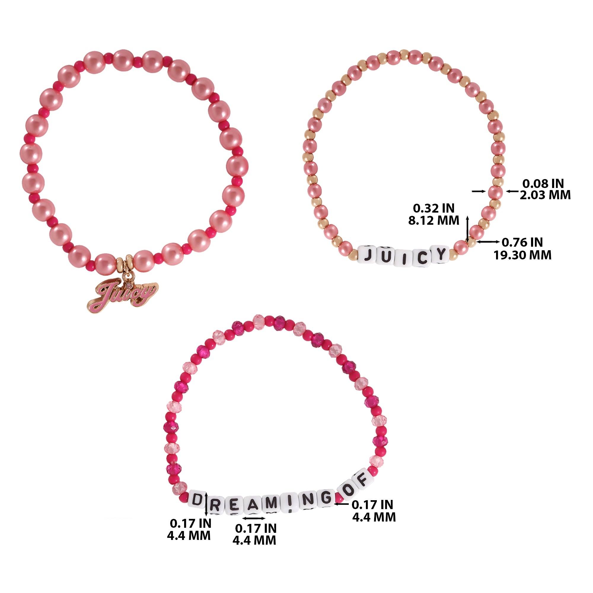 Kids Dreaming of Juicy 3 Piece Stretch Beaded Bracelet Set - Image 3