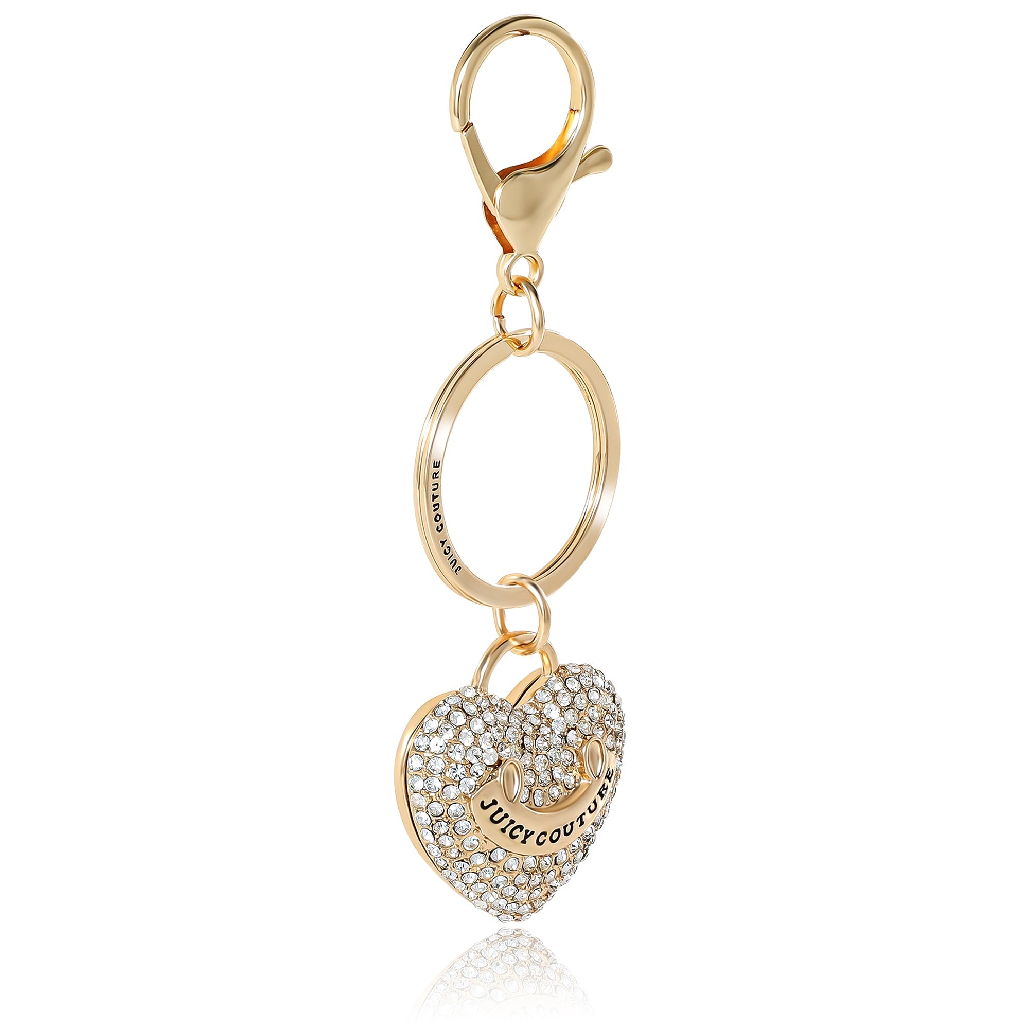 Gold-Tone Pave Heart Keychain Bag Charm & Earrings Set - Image 3