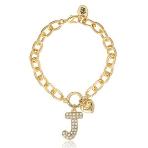 Pavé Initial Charm Bracelet. Letter J