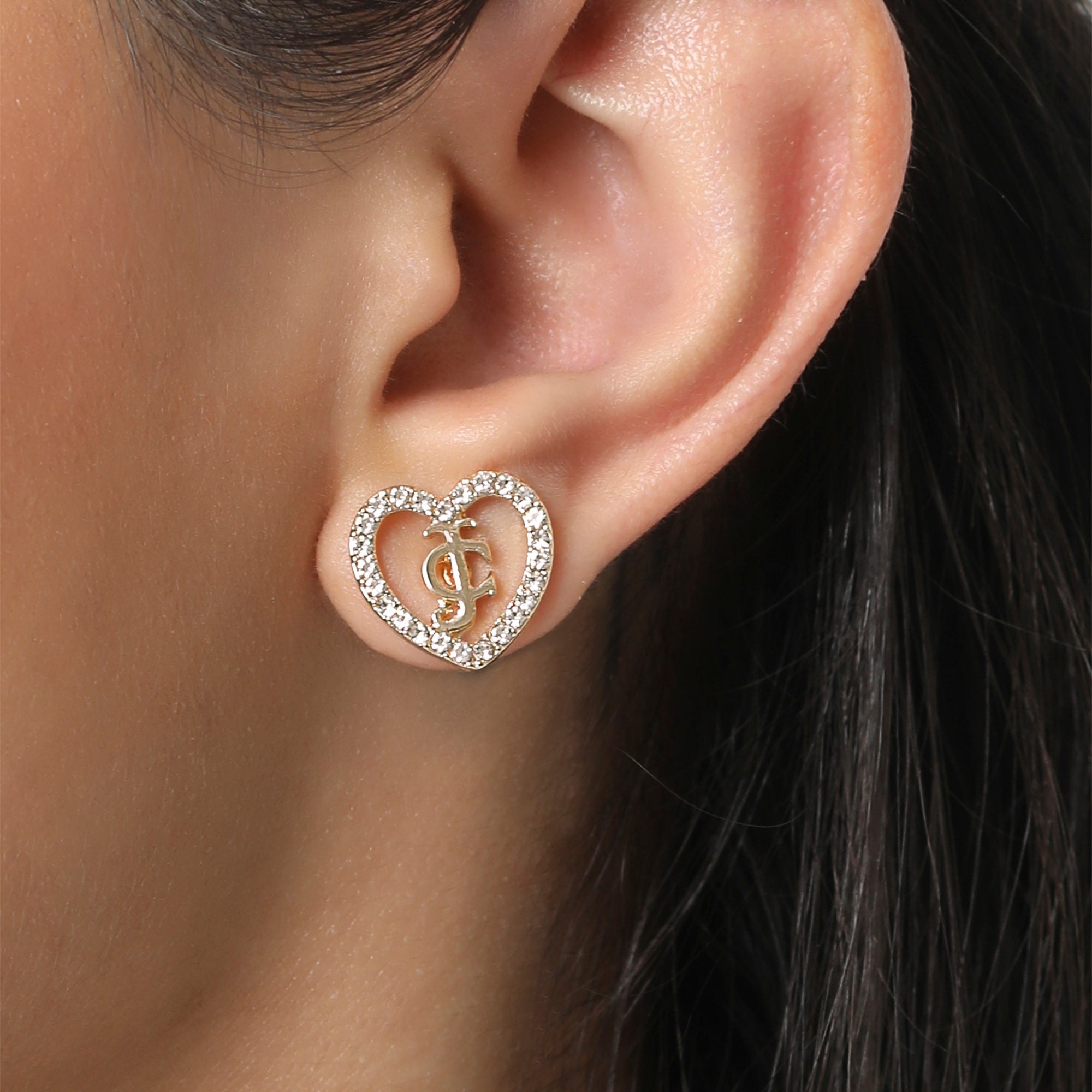 Gold-Tone Pavé Heart Necklace & Stud Earrings Set - Image 3