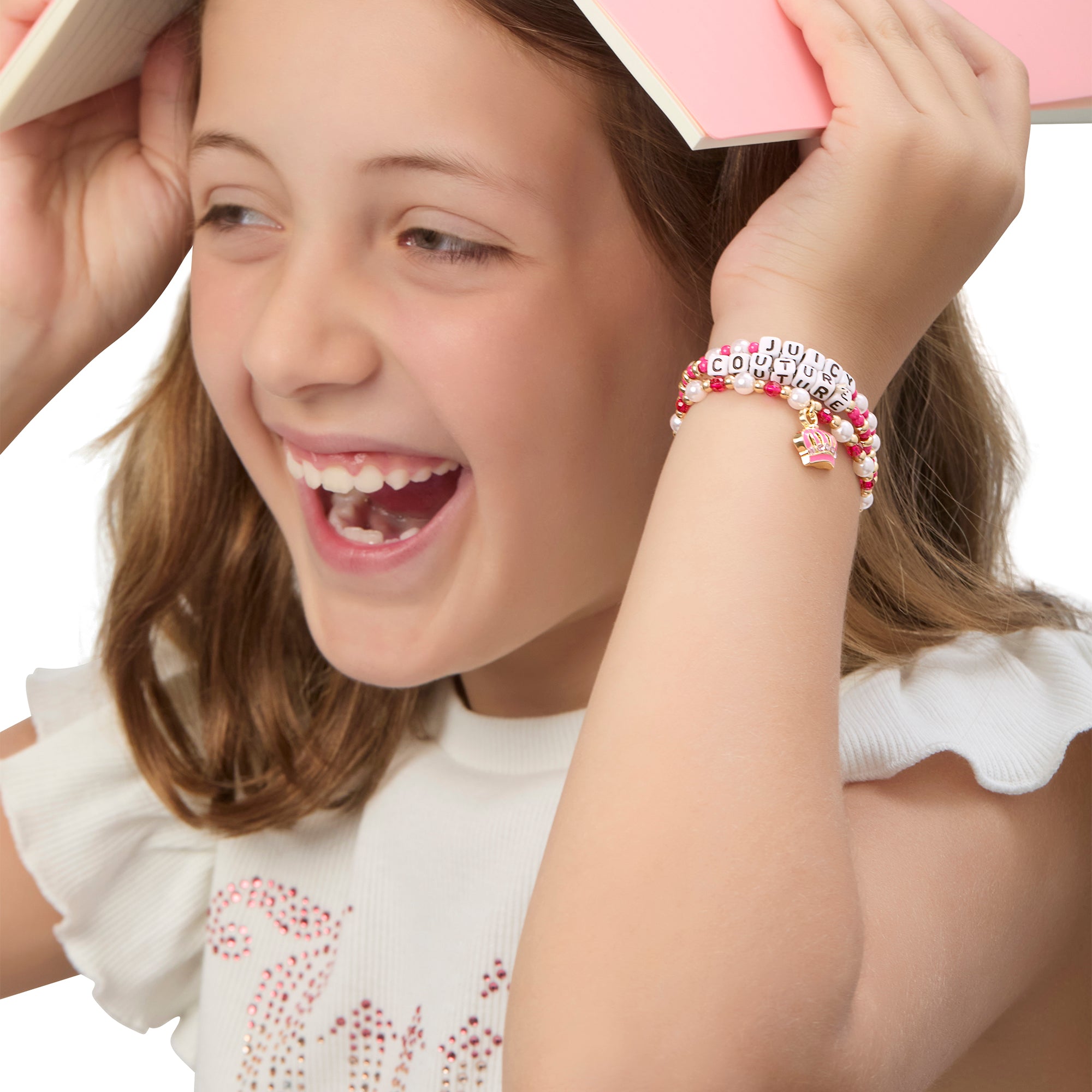Kids Crown Charm 3 Piece Stretch Beaded Bracelet Set - Image 2