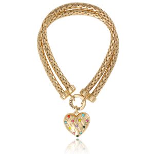 Double Chain Heart Padlock Bracelet