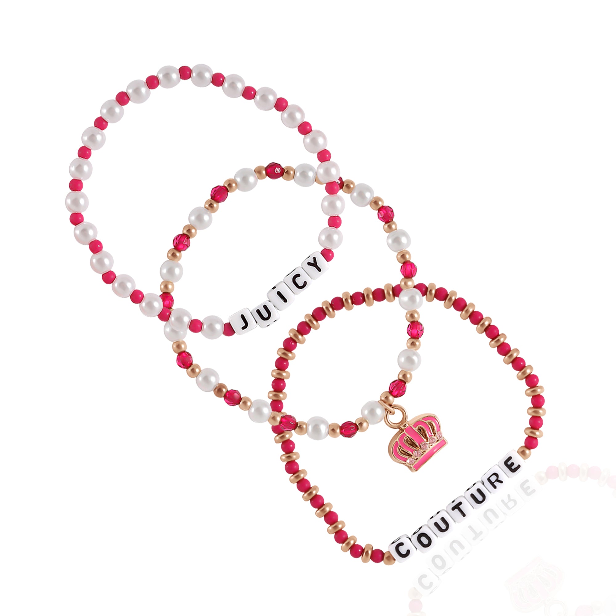 Kids Crown Charm 3 Piece Stretch Beaded Bracelet Set - Image 4