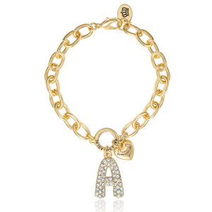 Pavé Initial Charm Bracelet. Letter A