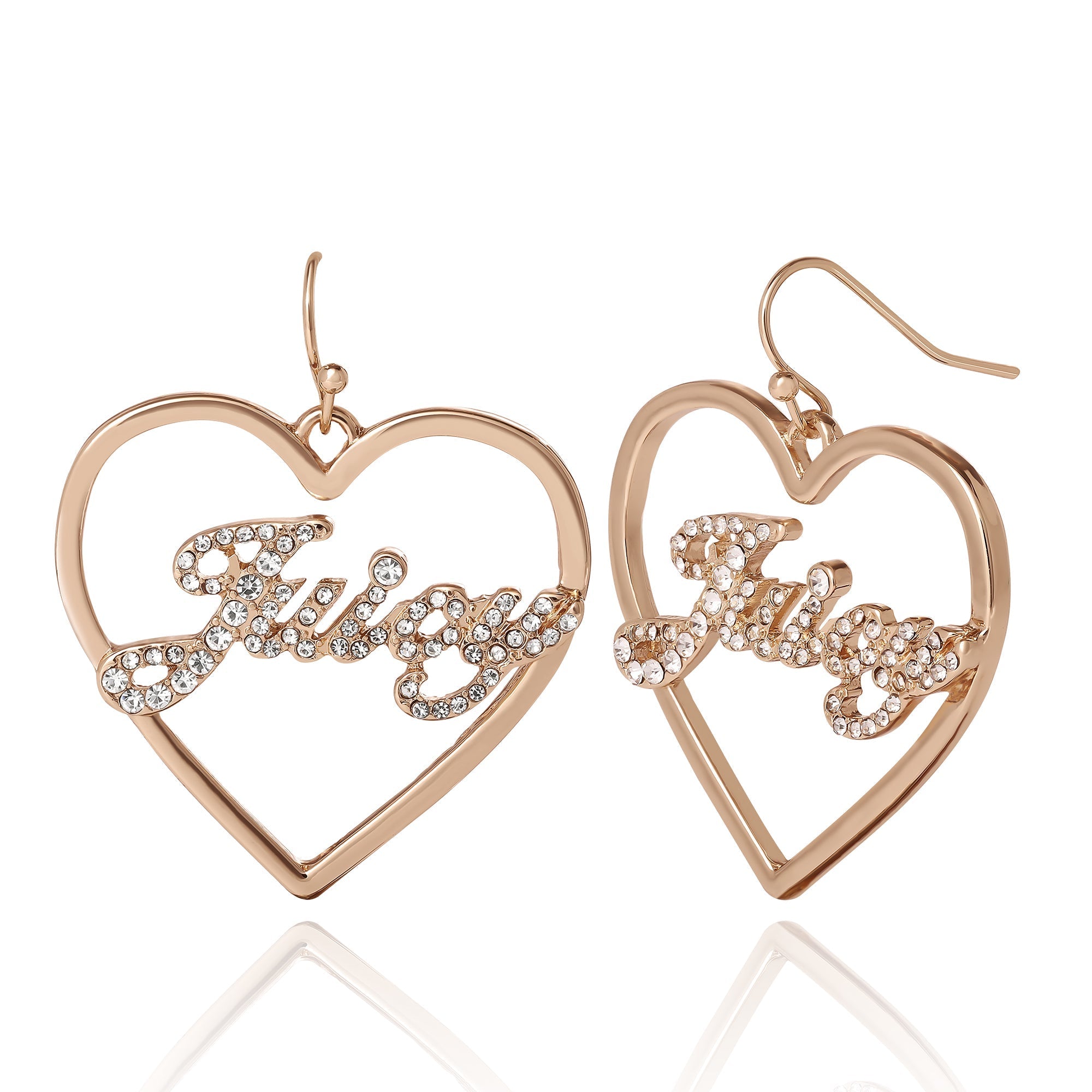 Juicy Script Crystal Heart Drop Earrings - Image 2